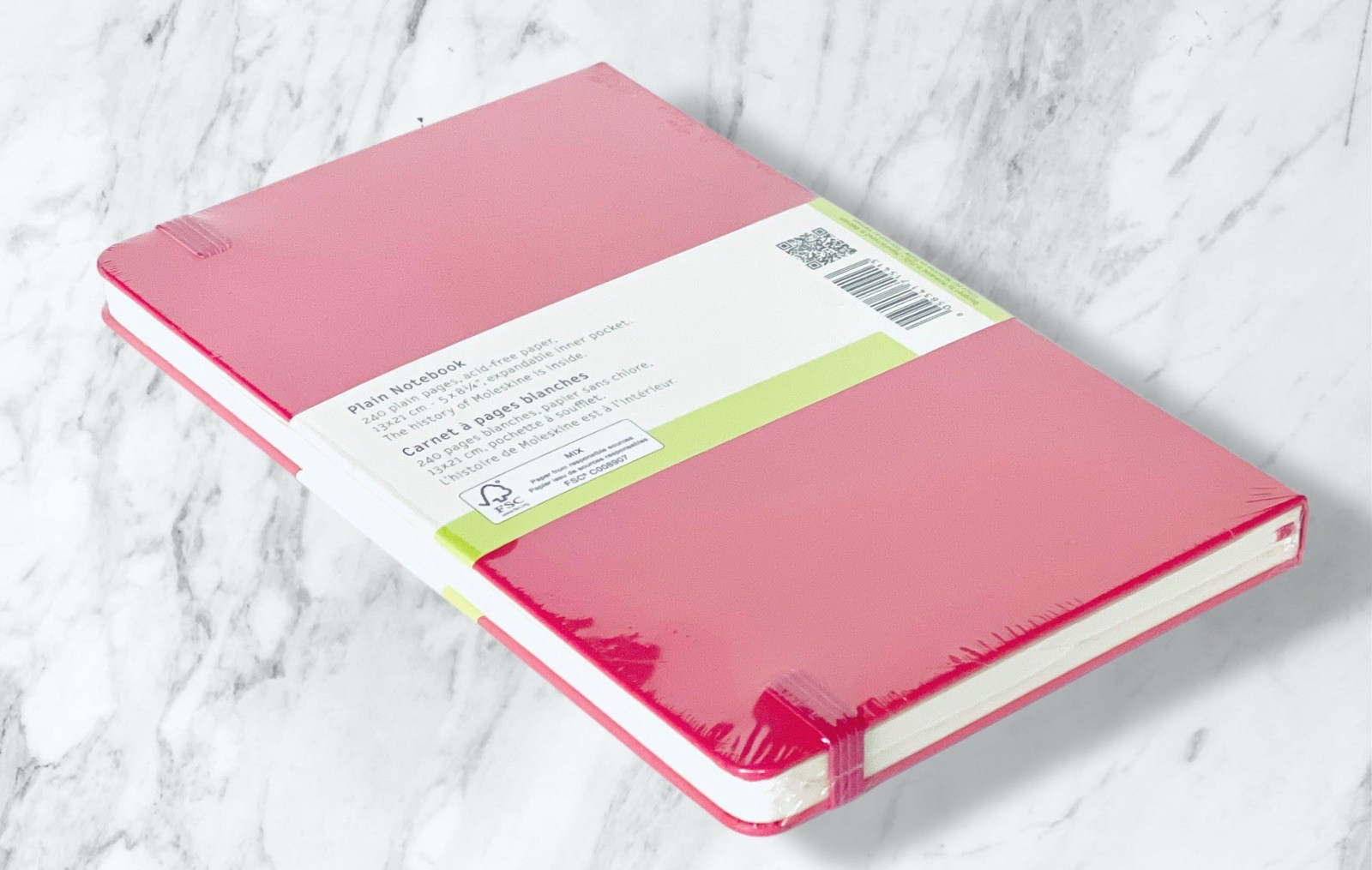 Moleskine Classic Notebook Set of 2 Pink Plain Large + White Ruled Pocket NEW