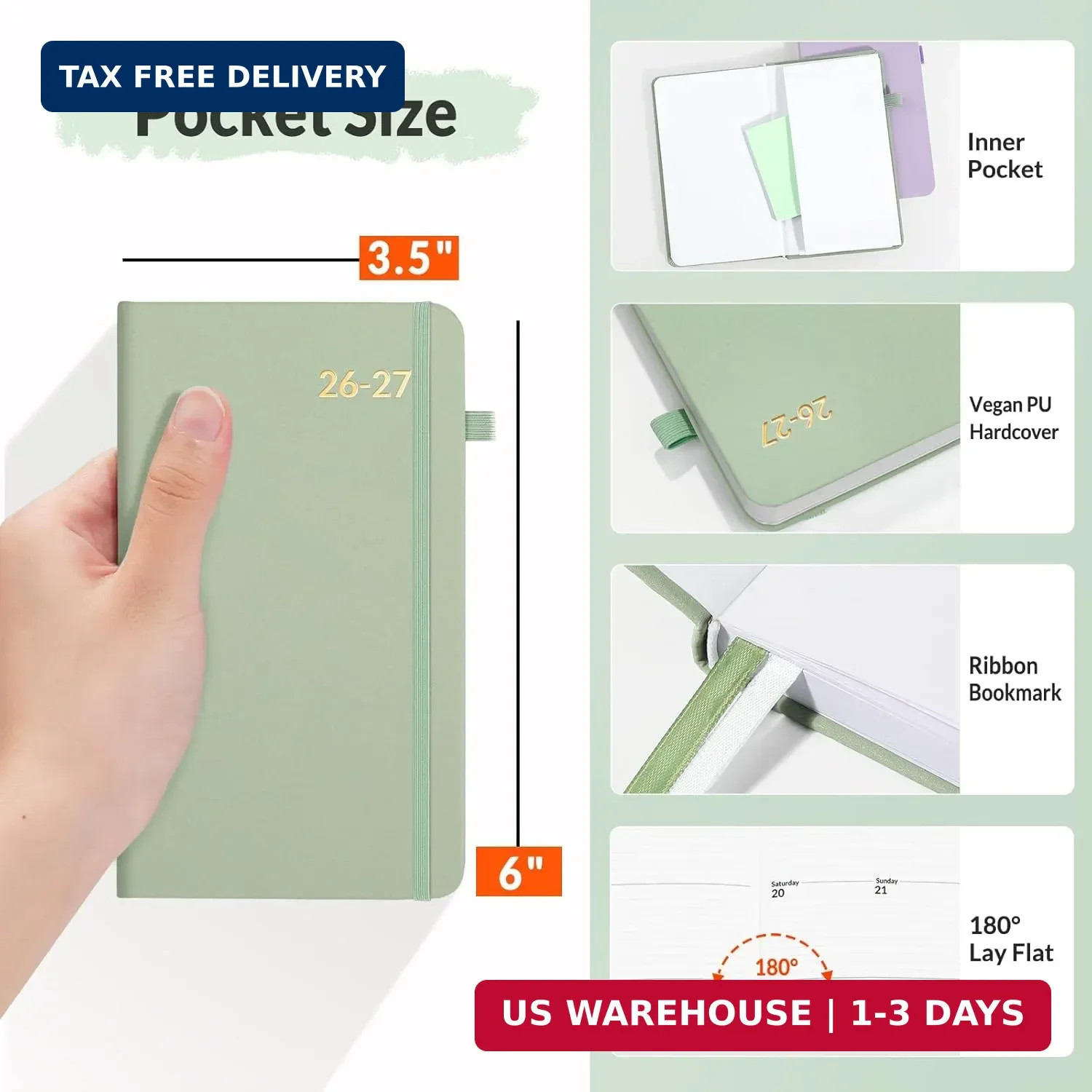 SUNEE 2026-2027 Pocket Weekly Planner for Purse 3.5″ x 6″ – 12 Month (July 2026