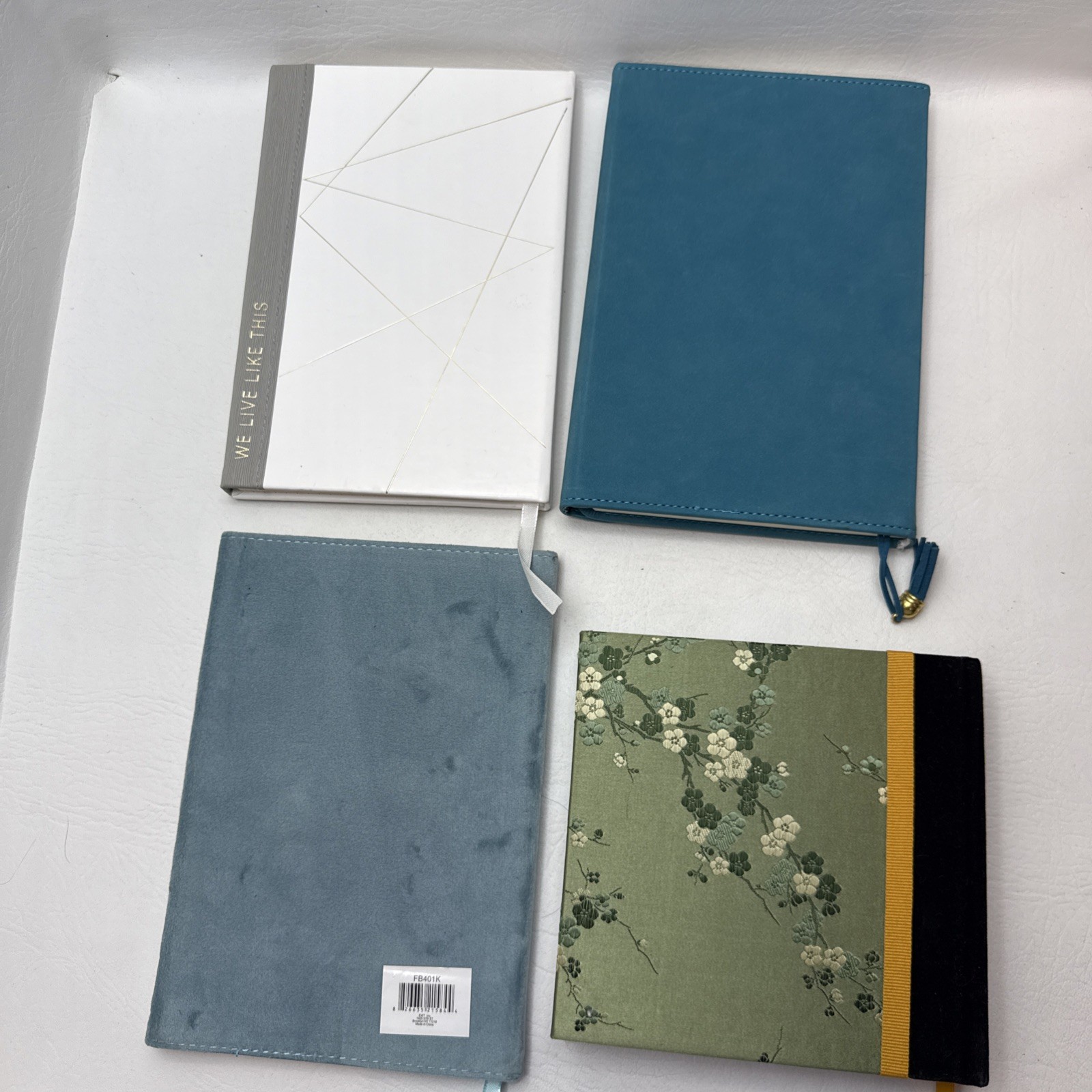 Lot of 4 Journals-2 Faux Suede Lined-WLLT & Oriental Inspired Chunky Plain Paper