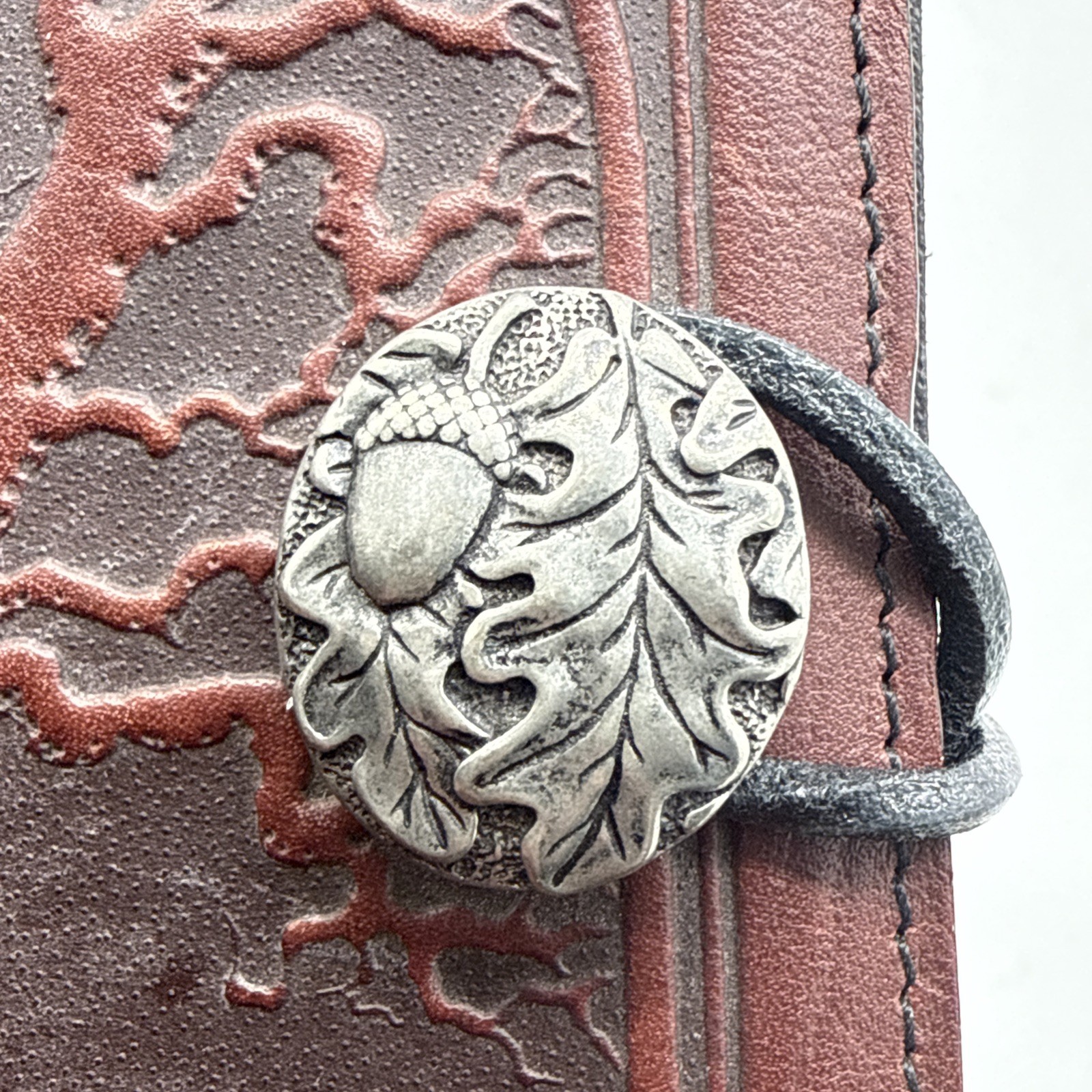 Oberon Celtic Oak Tooled Brown Leather Refillable Notebook Journal Cover 5”x7”
