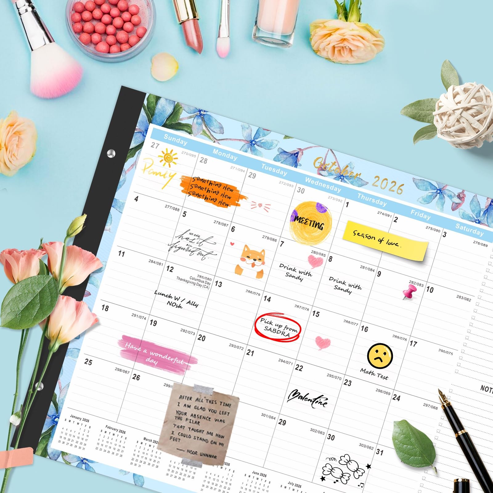 Gannyfer Desk Calendar 2026-2027 – 18 Month Large 2026, Pink