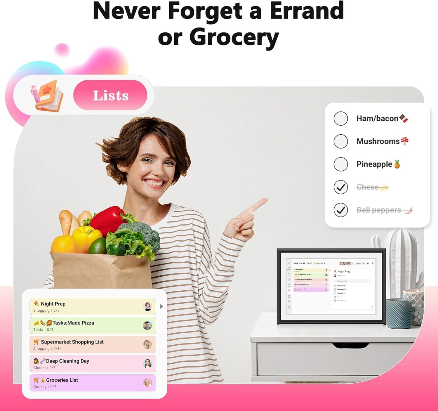 10.1″ , Smart Touchscreen Interactive Display, Electronic Organizer for Month…