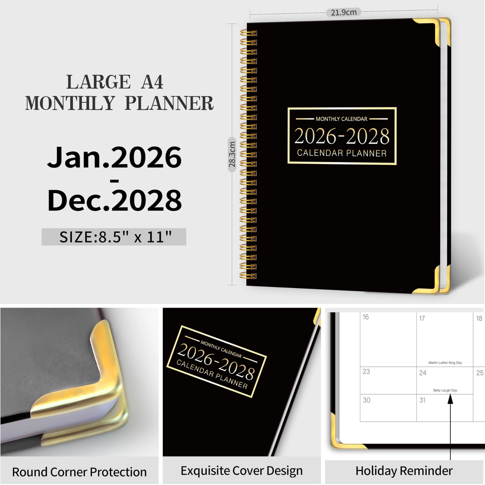 2026-2028 Monthly Planner – 3 Year Monthly Planner 2026-2028, Jan. 2026 – Dec…