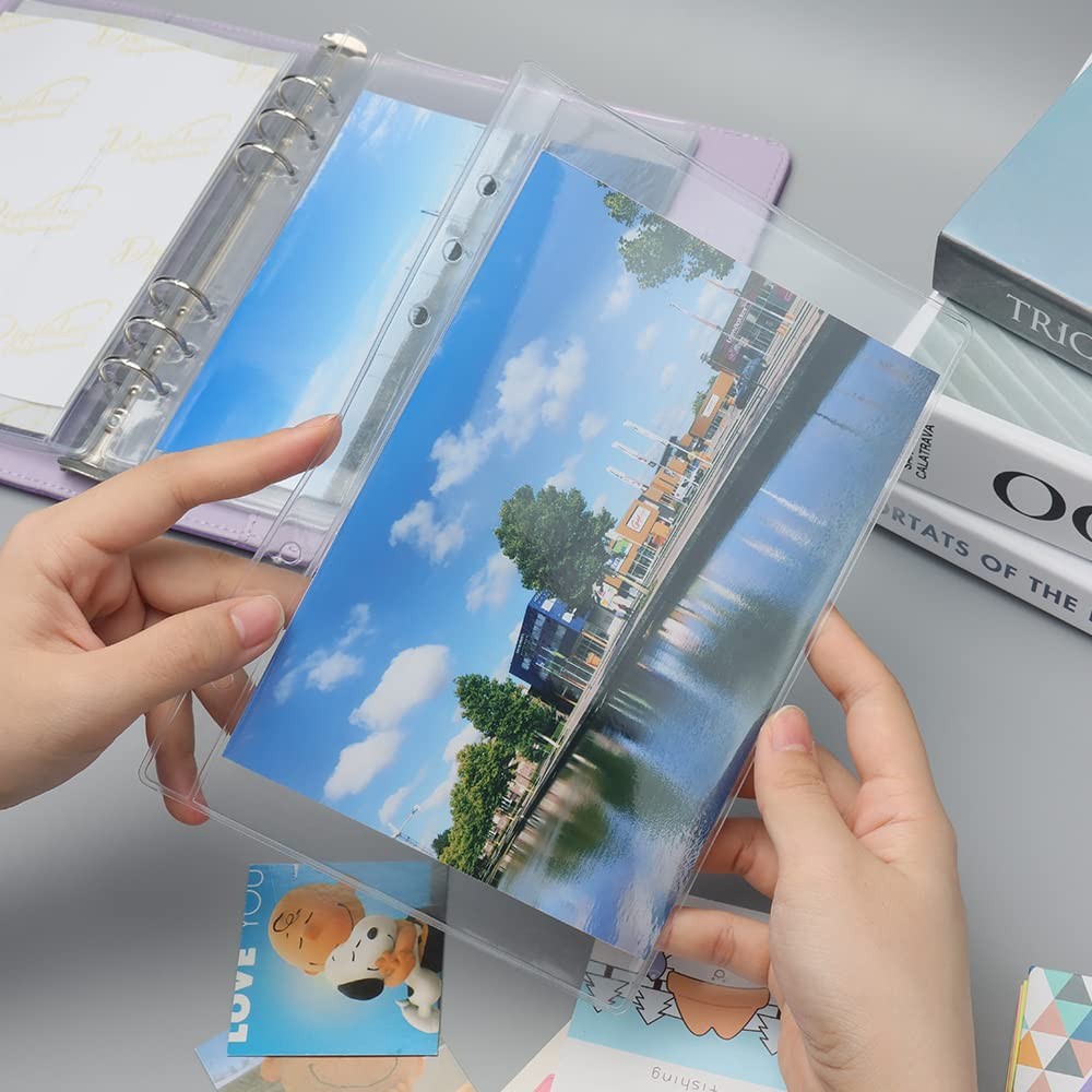 12 PCS A5 Binder Pockets Clear Cash Envelopes Waterproof PVC Page Sleeves