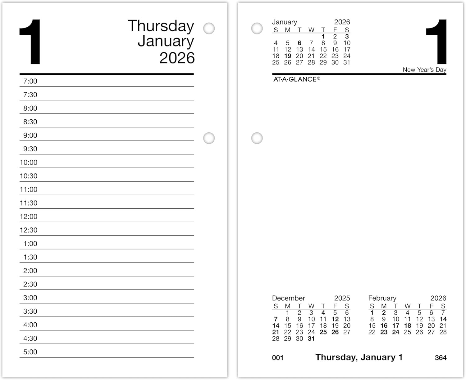 2026 Desk Calendar Refill, Daily, 3.5″ X 6″, Standard, Loose-Leaf (E7175026)