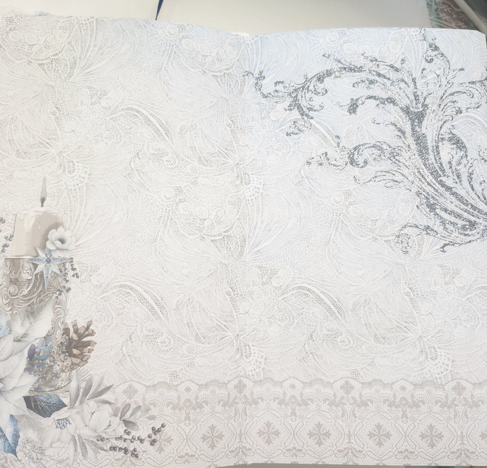 “WINTER JOURNEY” Handmade XL Journal Bejeweled Wintry Blues Keepsake 98pgs
