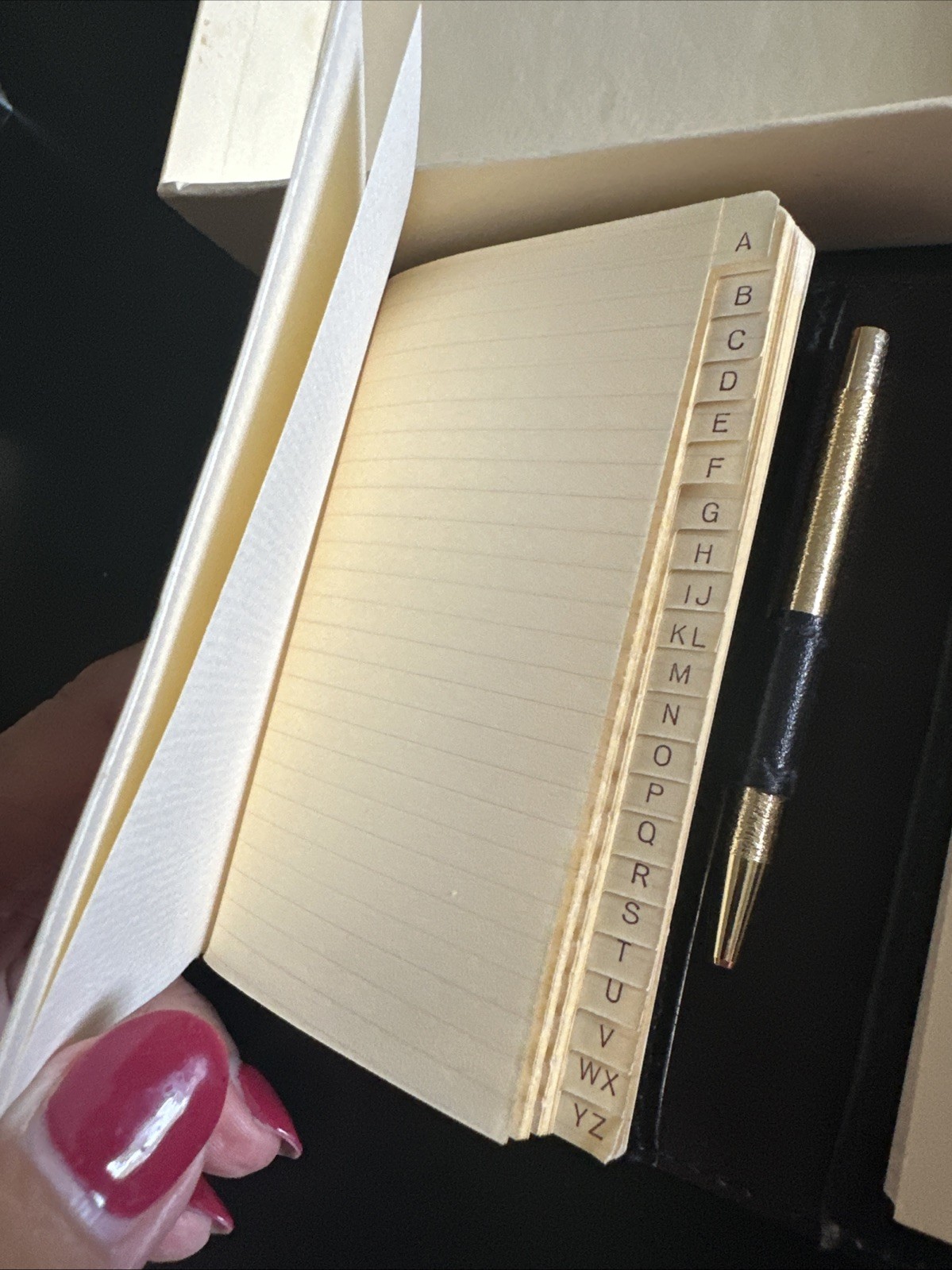 Vintage GUCCI Black Leather Pocket Diary Notebook Cover Set Pen Box Crest Rare
