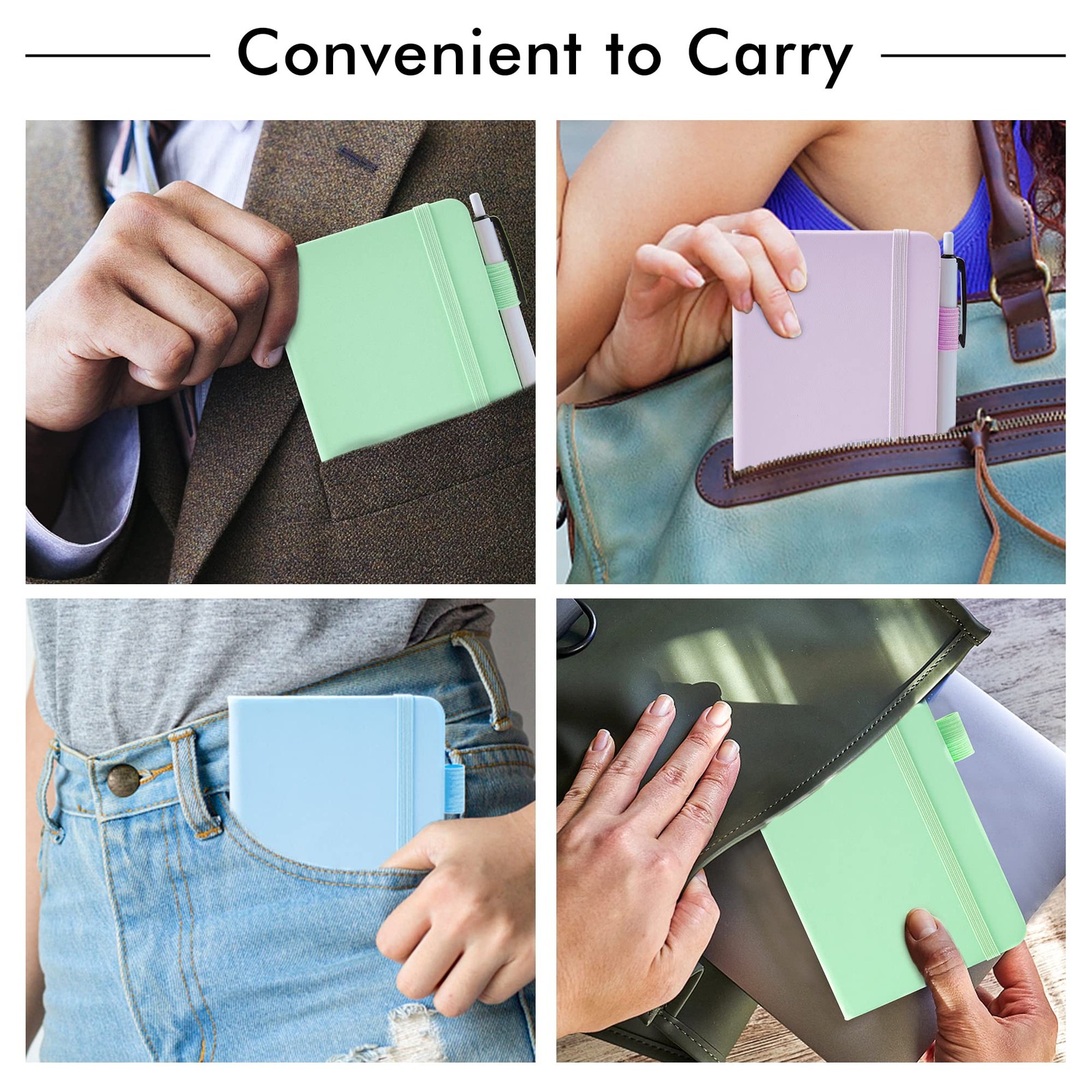 3 Pack Pocket Small Notebook Journals, Mini Cute Hardcover College Ruled Note…