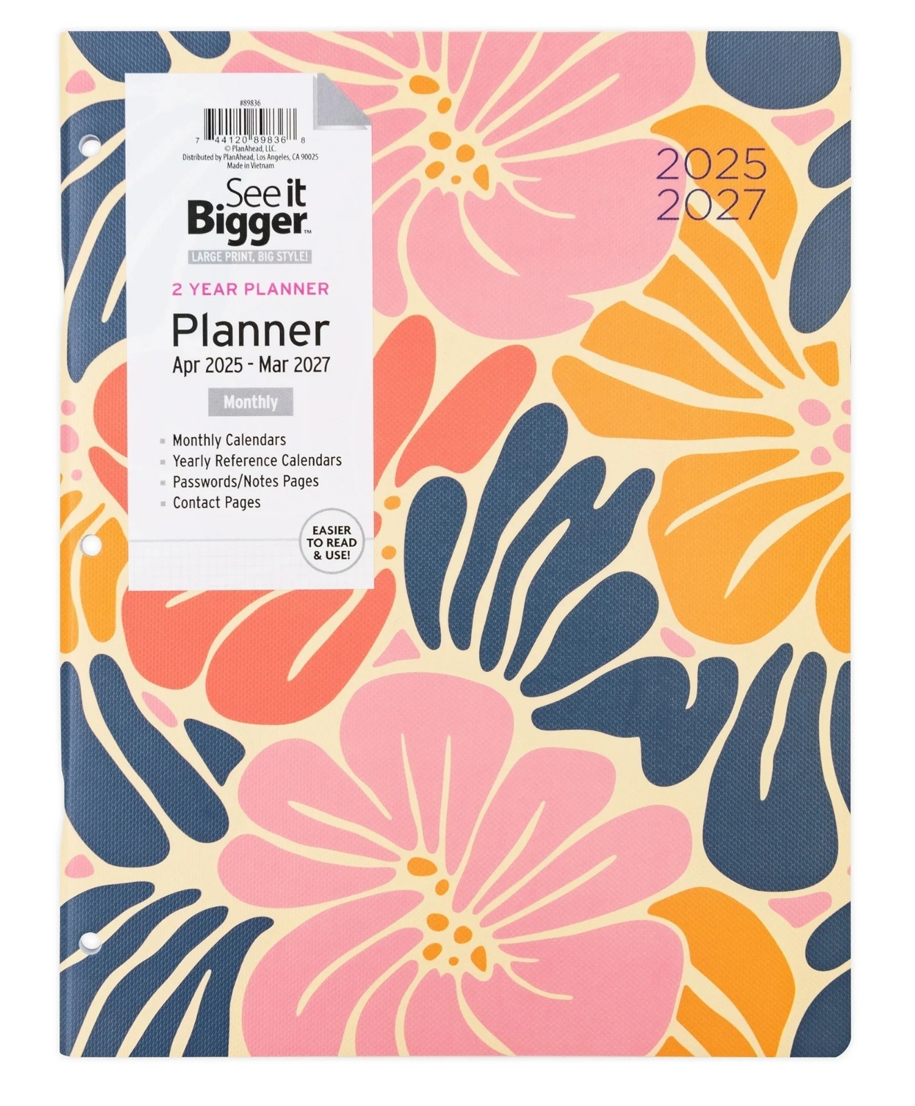 PlanAhead See It Bigger Floral Apr25-Mar27 Monthly 8.5×11″ Planner Large