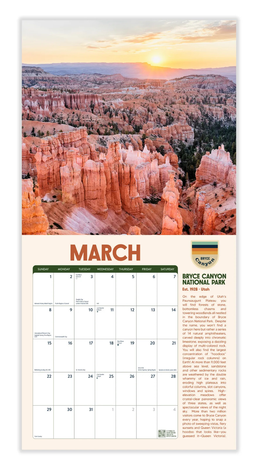 National Parks Calendar 2026 | 12″ x 24″ 12 Month Calendar | Marble City Press