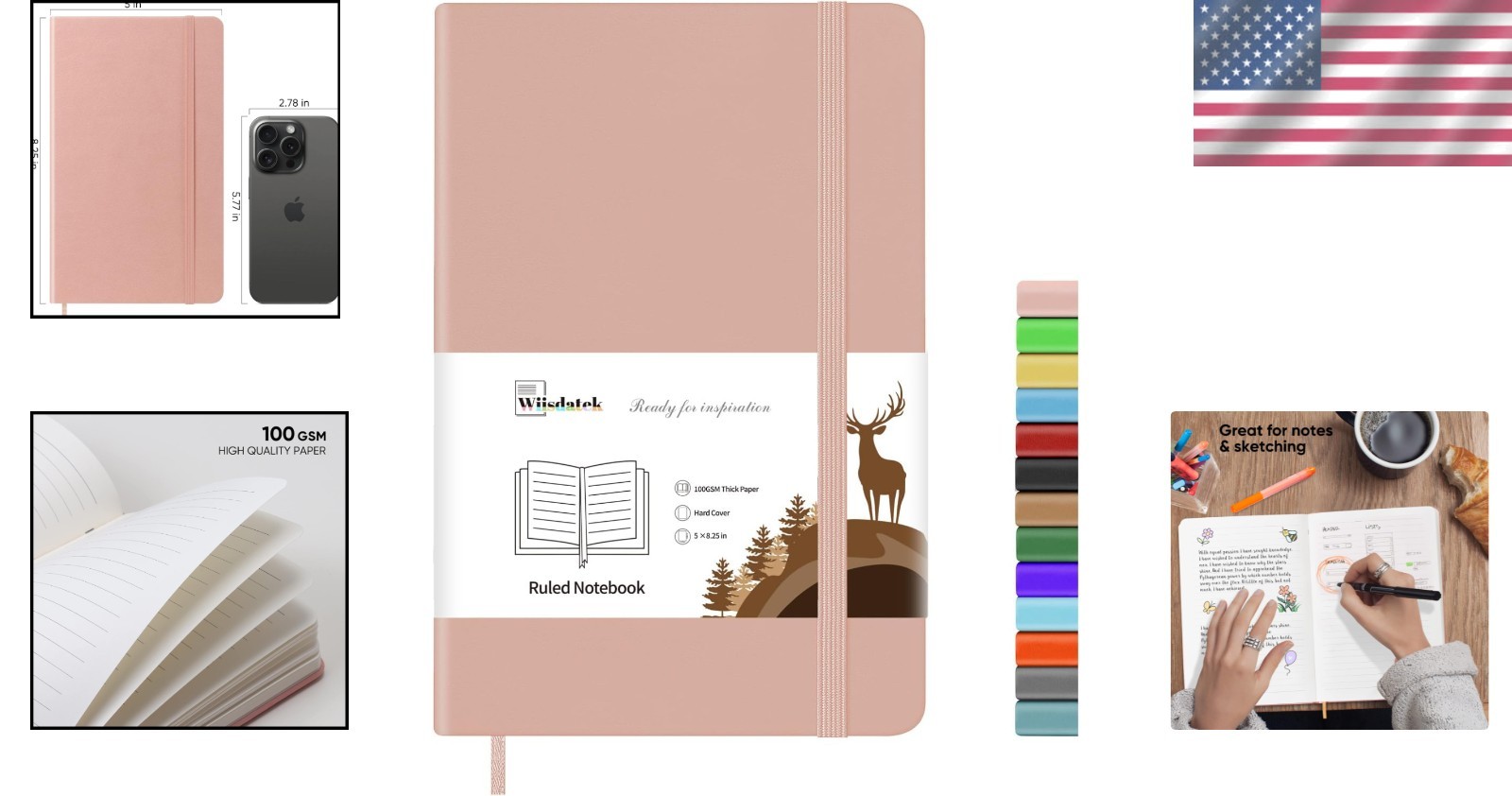 Stylish Pink Leather Journal with 128 Pages – Perfect for Note Taking & Gifting