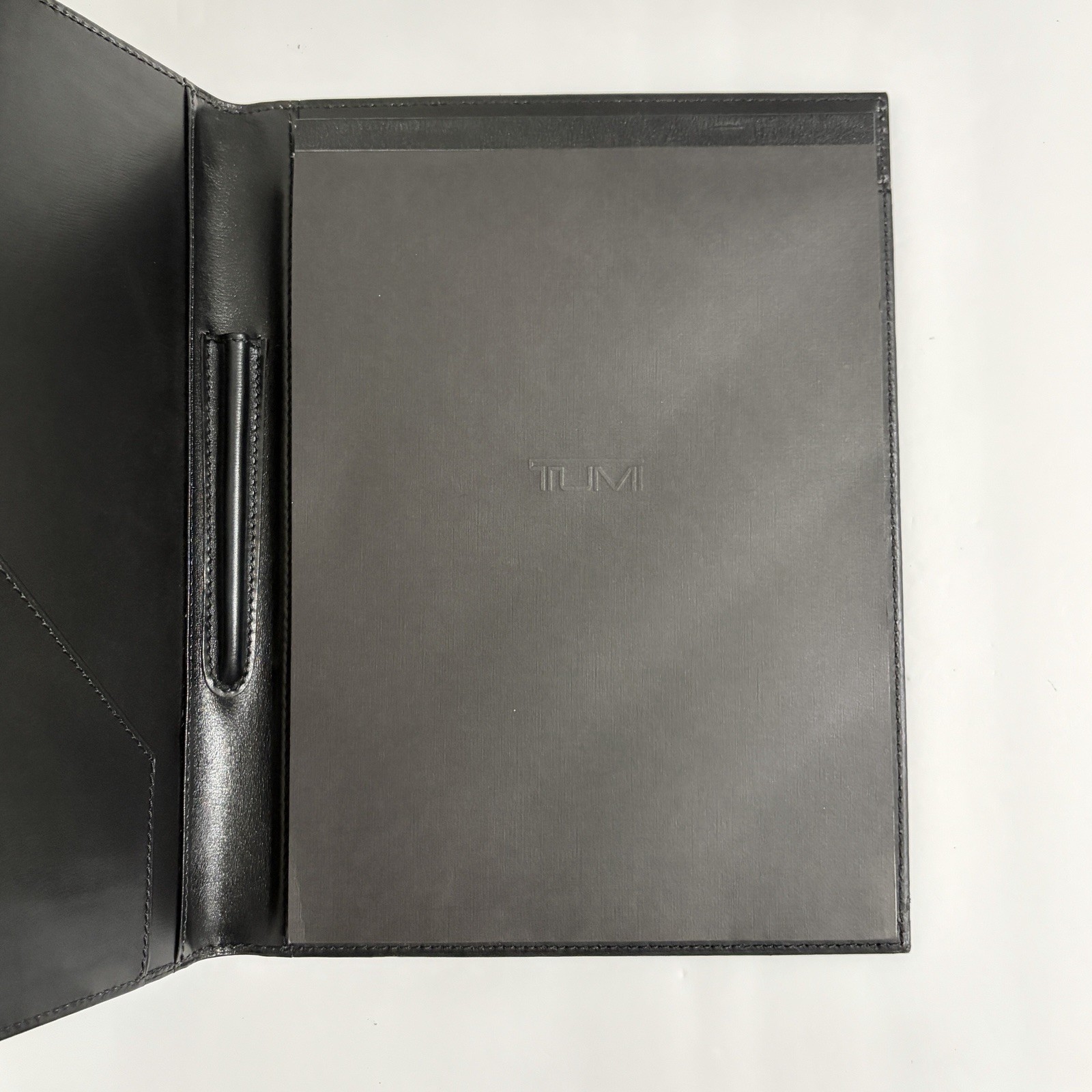 Tumi Padfolio Notepad Organizer Holder Black Leather 9 x 12″ Executive Legal Pad