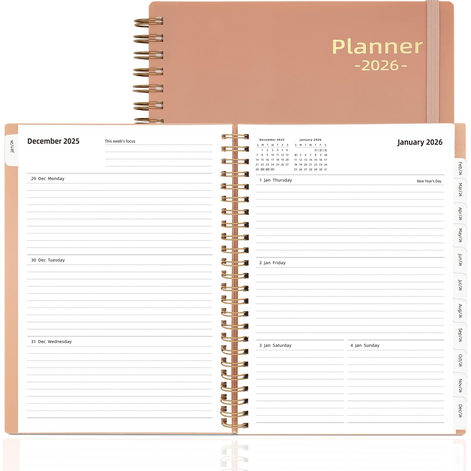 144 pages, 14.3 x 21.1 cm (5.6 x 8.3 inches), Weekly Planner Pink(Dated…