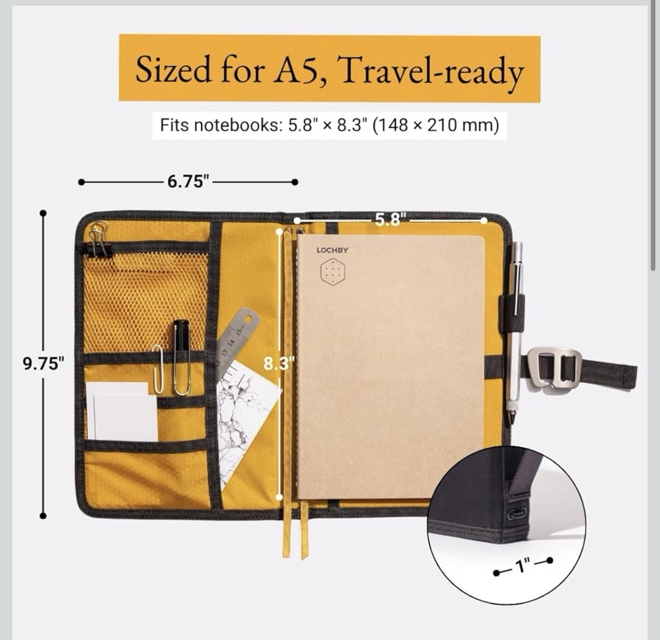 LOCHBY Field Journal A5 Planner Cover | Water Resistant Waxed Canvas | Pen Lo