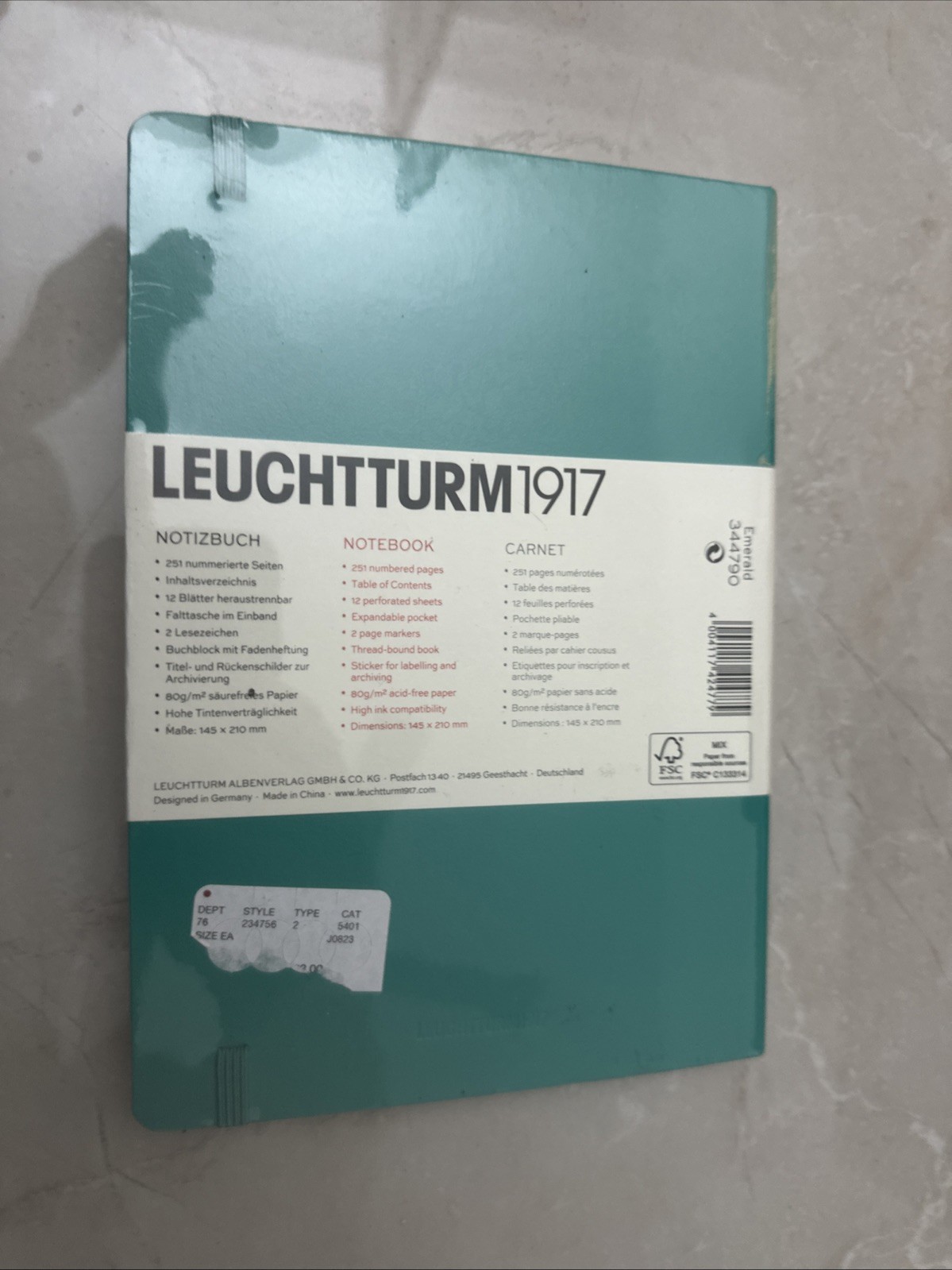 LEUCHTTURM1917 – Medium A5 Squared Hardcover Notebook (Emerald) – 251 Numbered