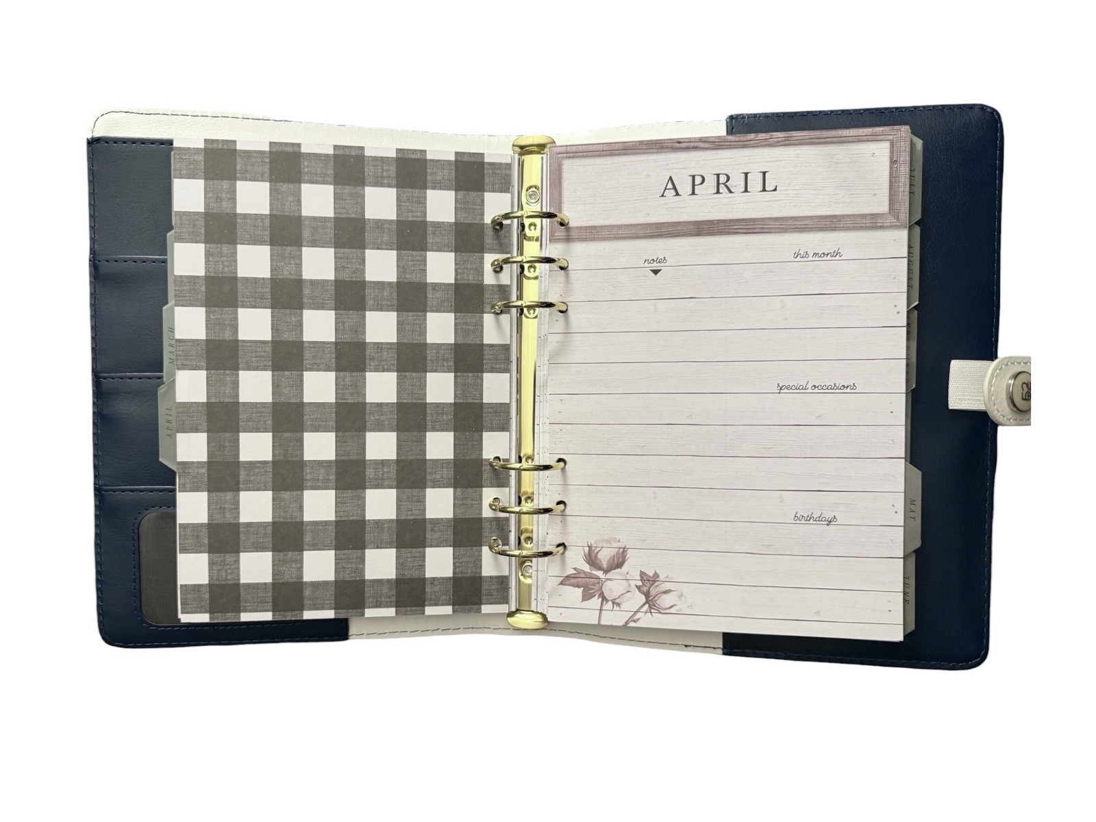The Paper Studio Agenda 52 Navy Blue White Planner 6 Ring 7.5″ x 5.5″ w/Calendar