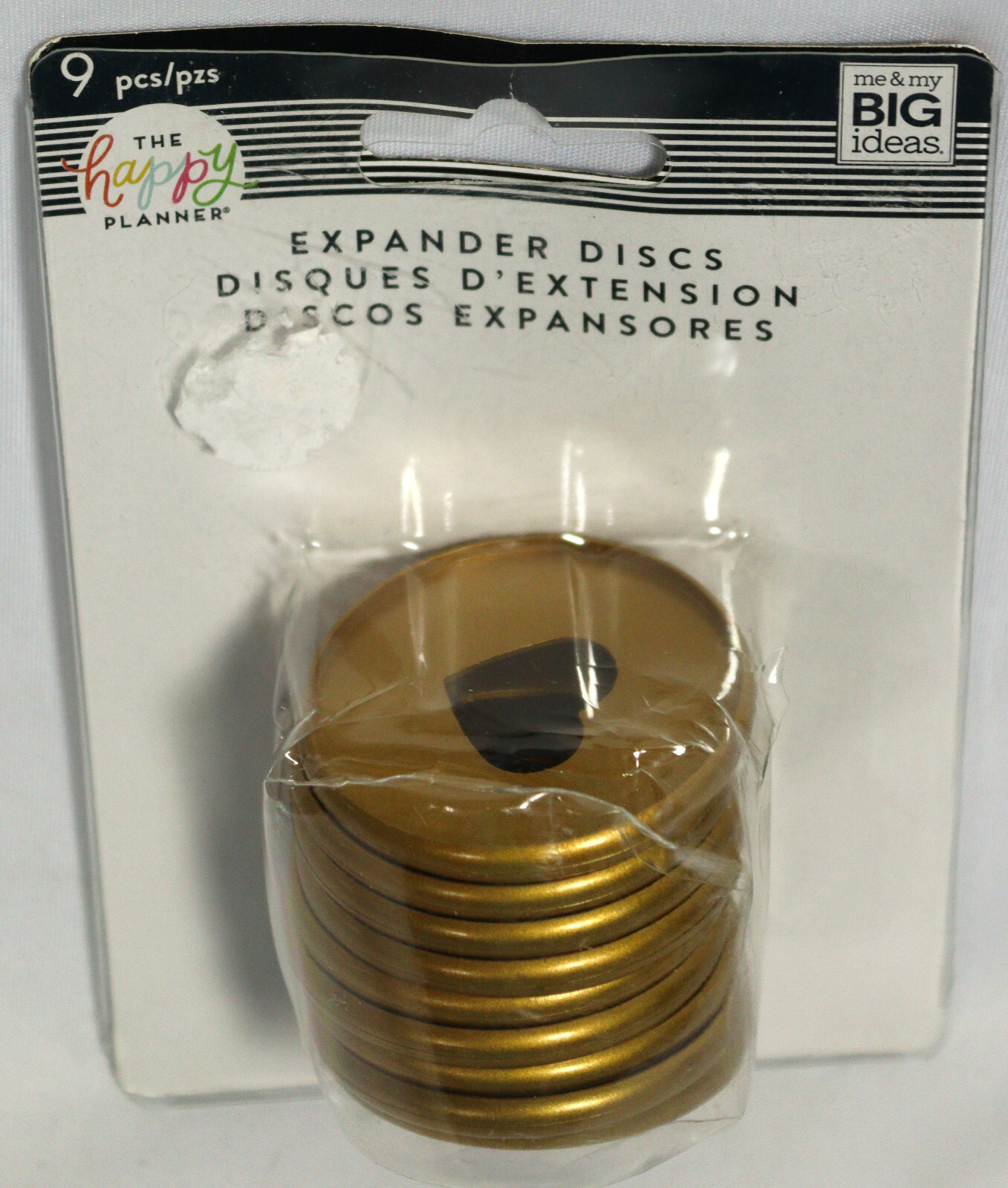 Happy Planner 9 Pcs Gold Classic Expander Plastic Discs Heart Center