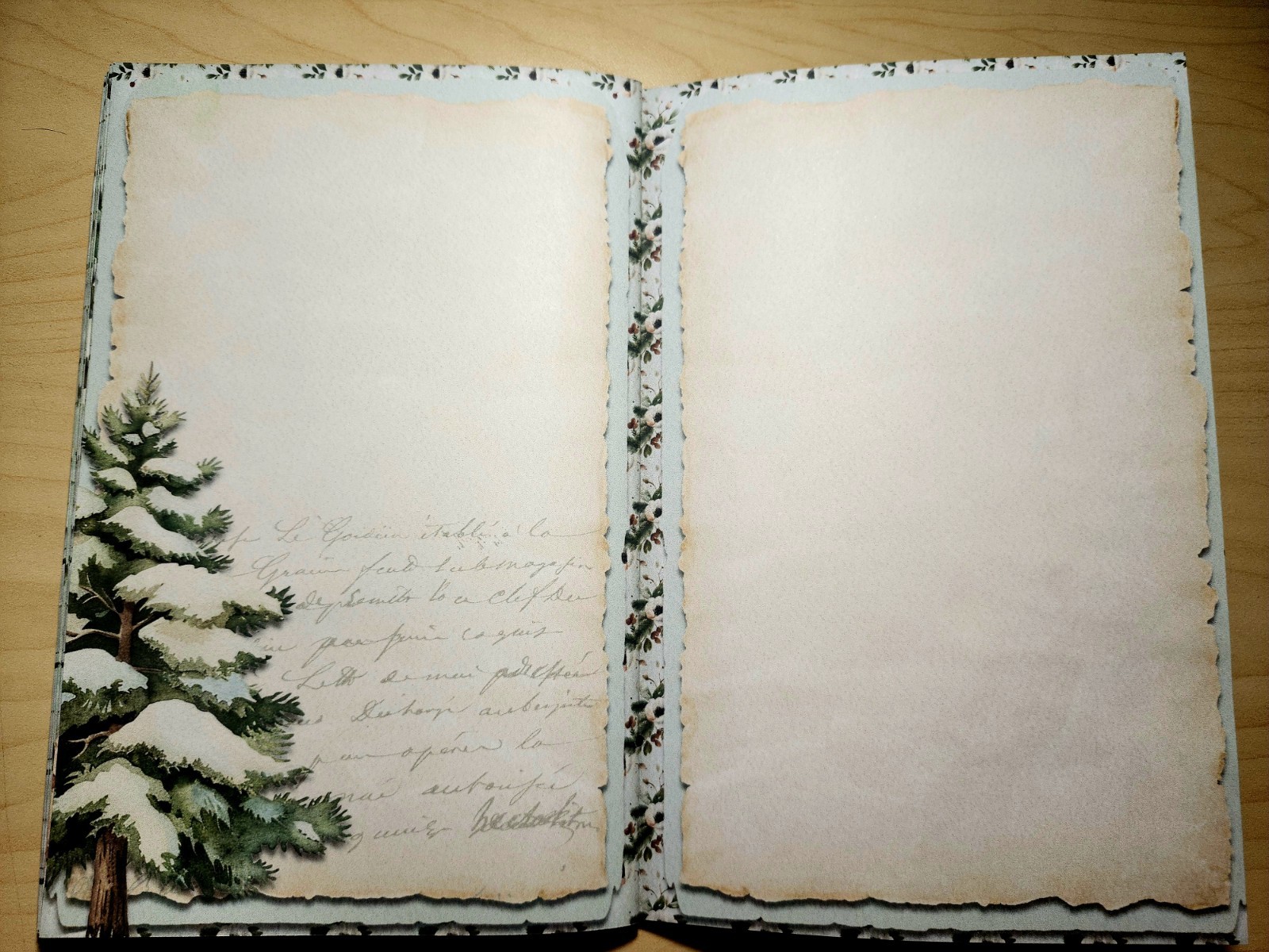 Junk Journal Blank Booklet “WINTER WONDER” Handmade Wildlife Lg 8.5″x5.5″ 40pgs