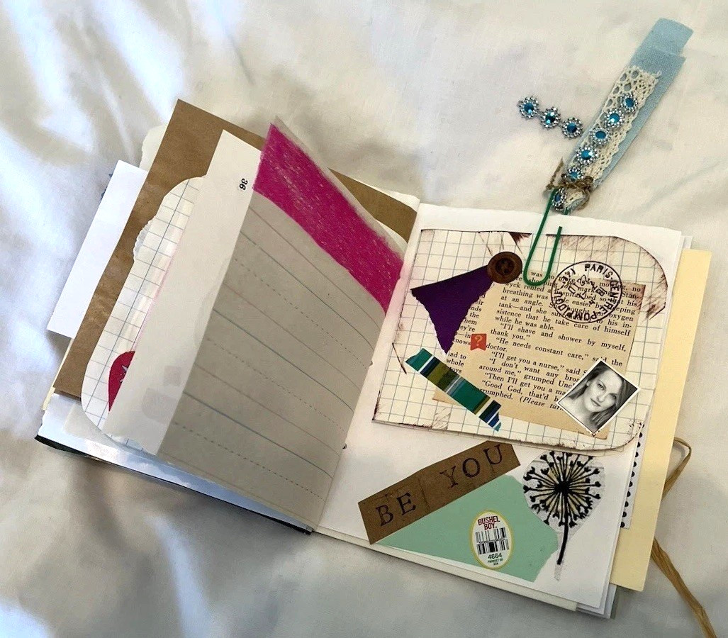 Junk Journal Floral Vintage 5×5” Tuck Spots, Tie Clip,Paper Ephemera Embellished