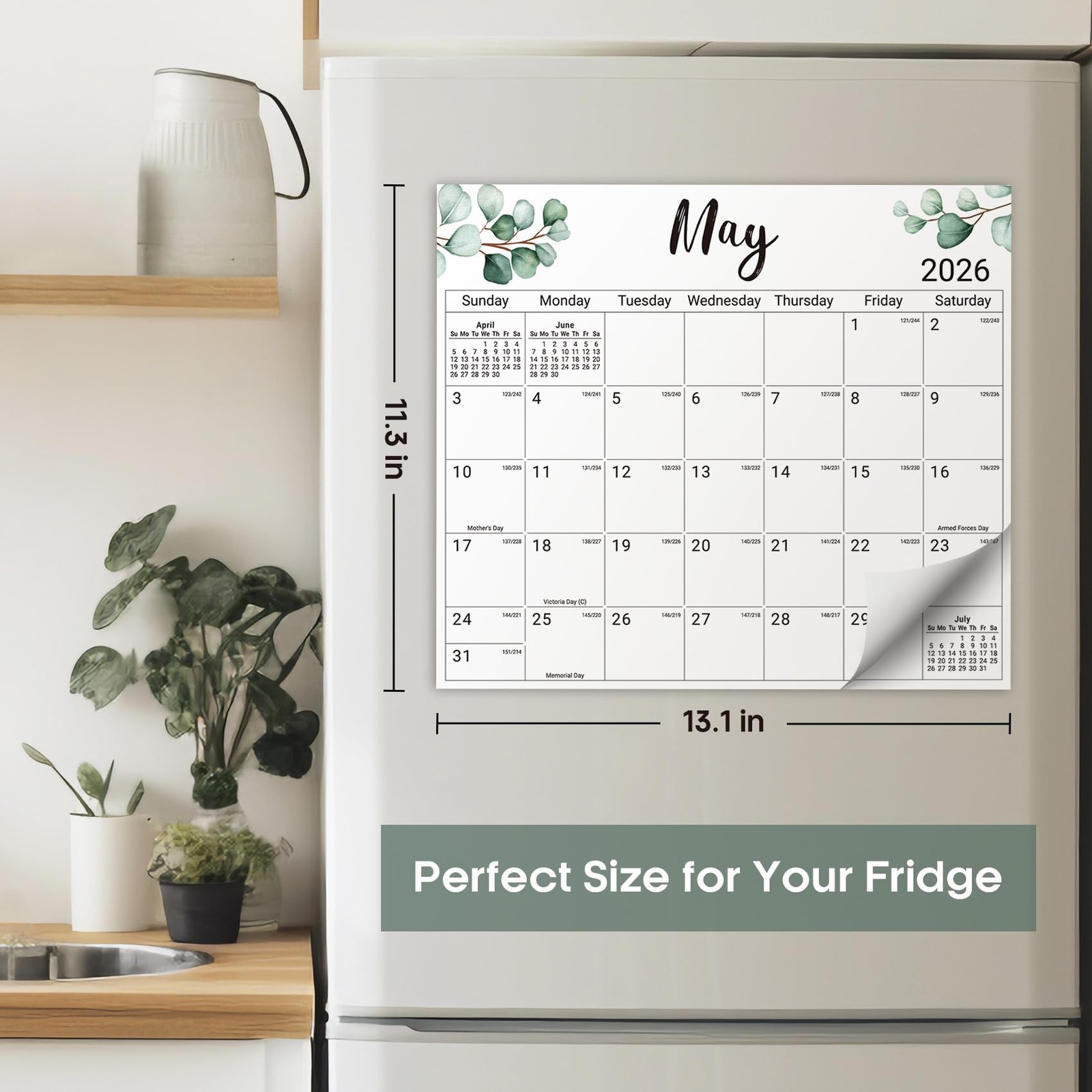 Aesthetic 2026-2027 Magnetic Calendar for Apr 2026 – Dec 2027, a-Nature
