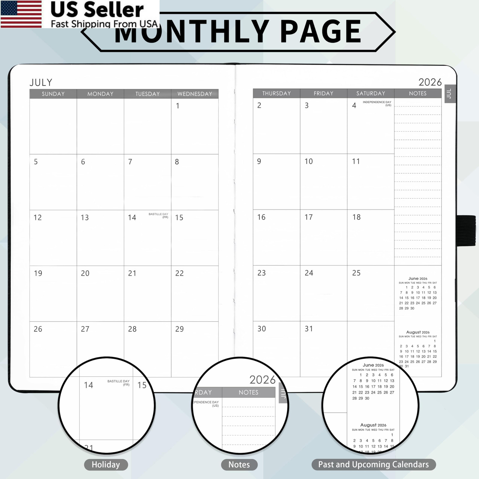 2026-2027 Planner – Academic Weekly Monthly Medium, Black