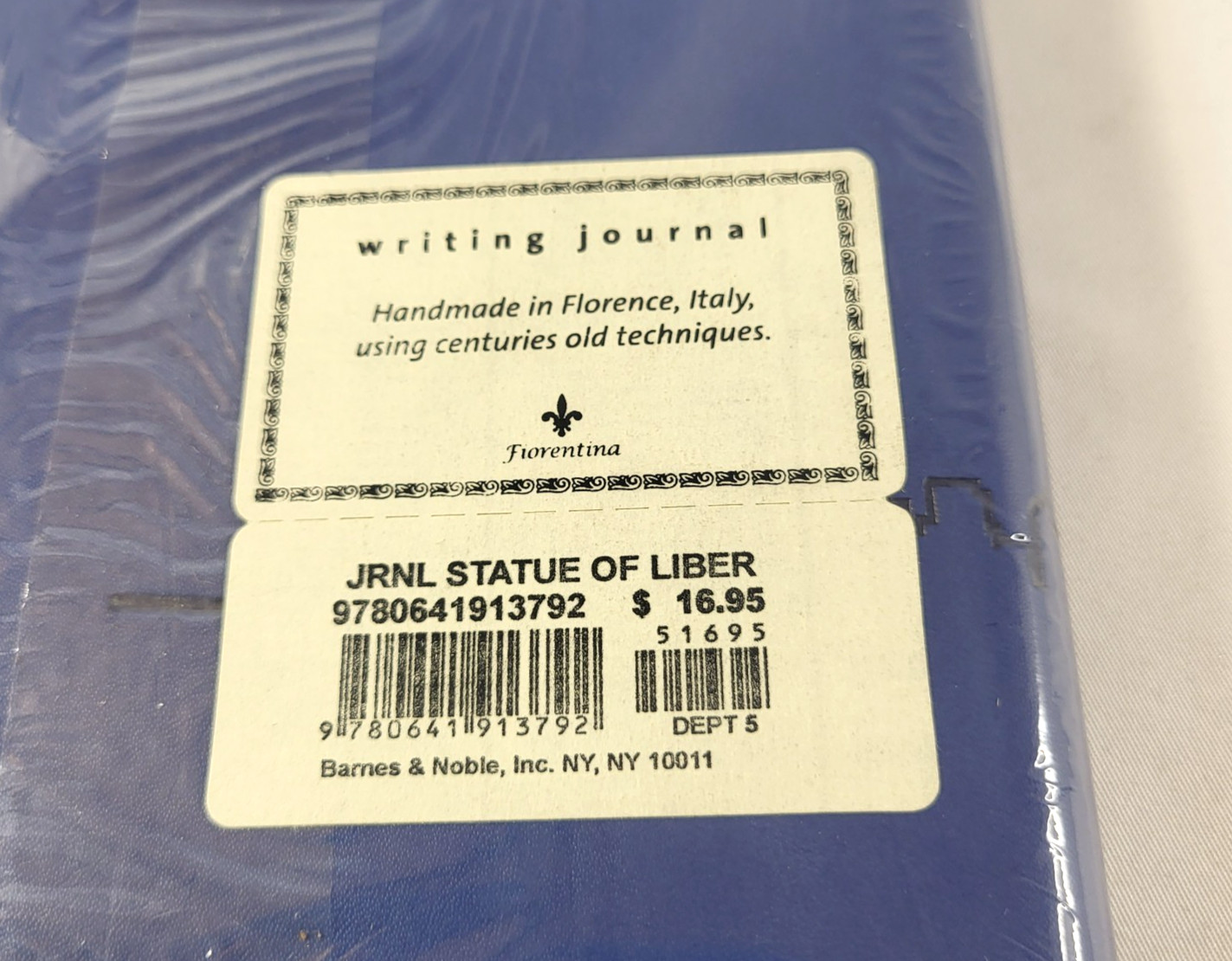 Barnes & Noble Writing Journal-Etched Statue of Liberty-Handmade in Italy 5″x 7″