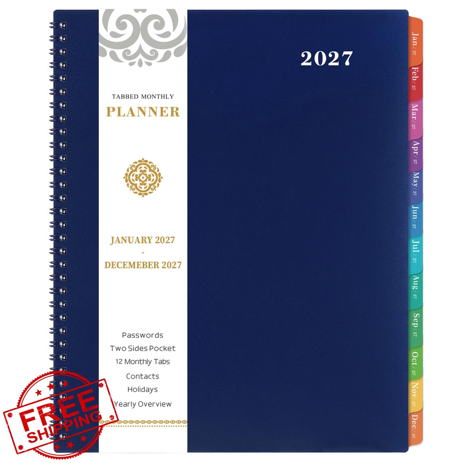 Artfan 2027 Monthly Planner 9″ x 11″ Blue