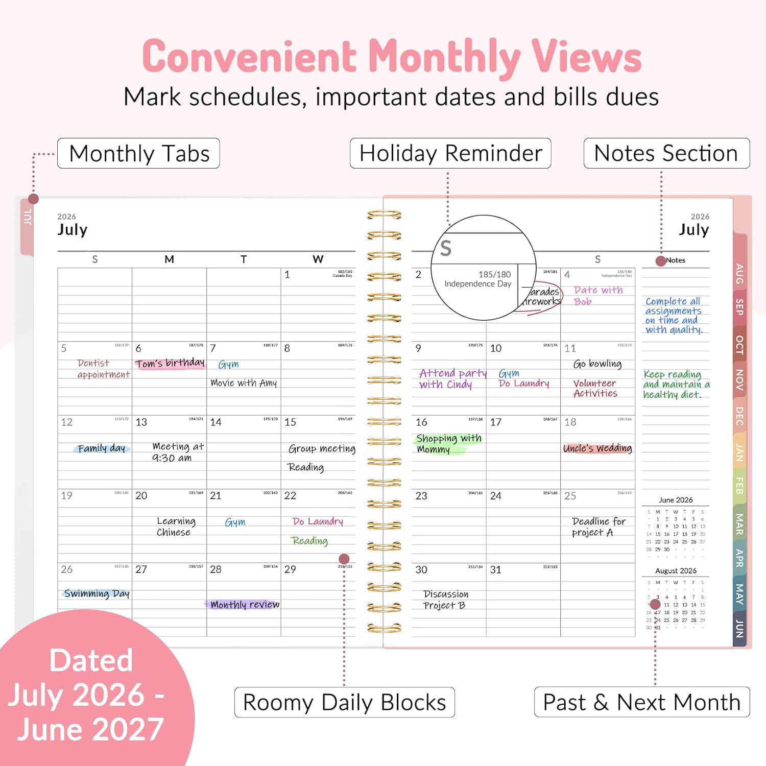 Teacher Planner 2026-2027, Academic Planner 2026-2027, Jul 2026 – Jun 2027, 8.5