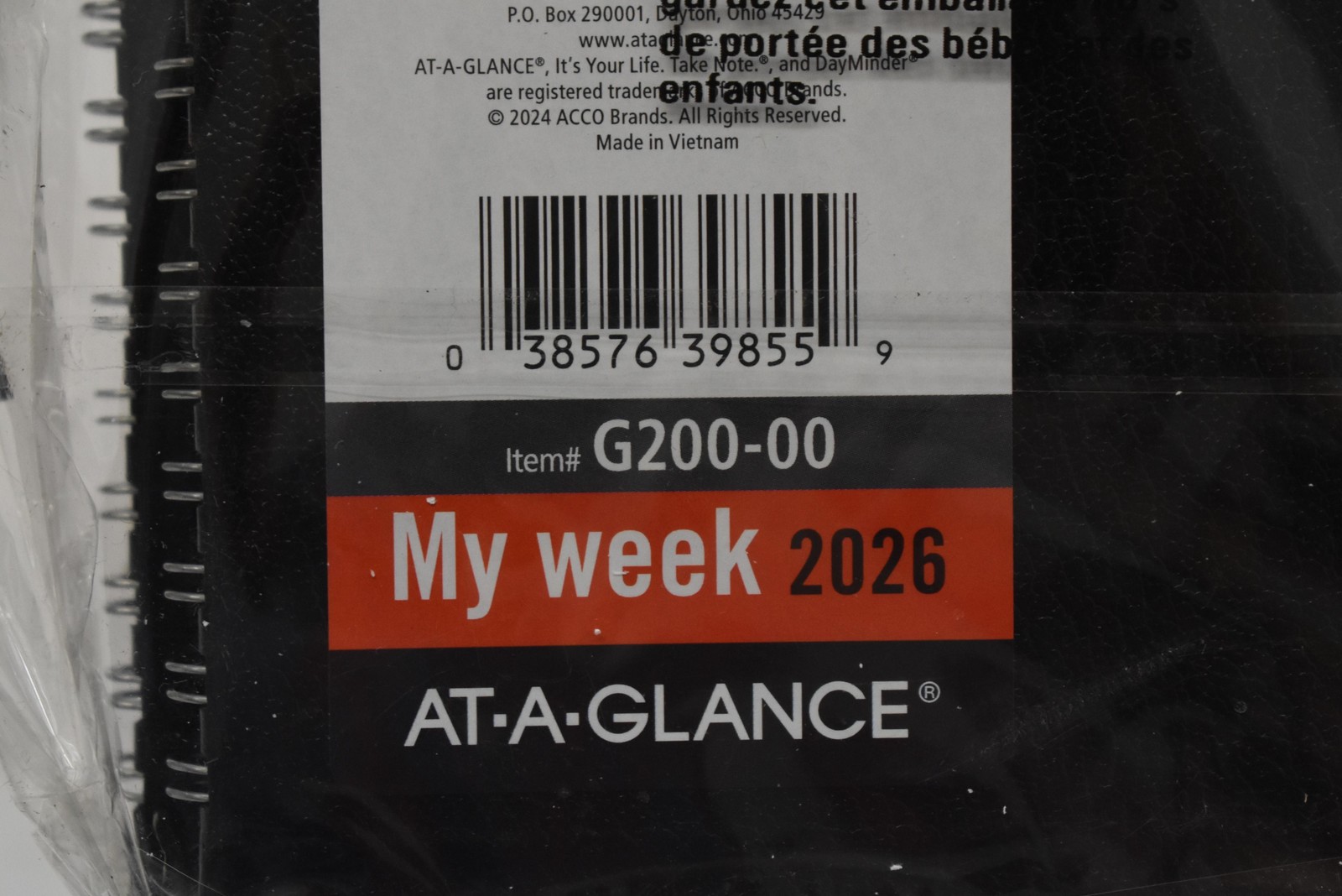 AT-A-GLANCE My Week 2026 Weekly Planner G200-00 Black Medium Lot Of 3 DayMinder