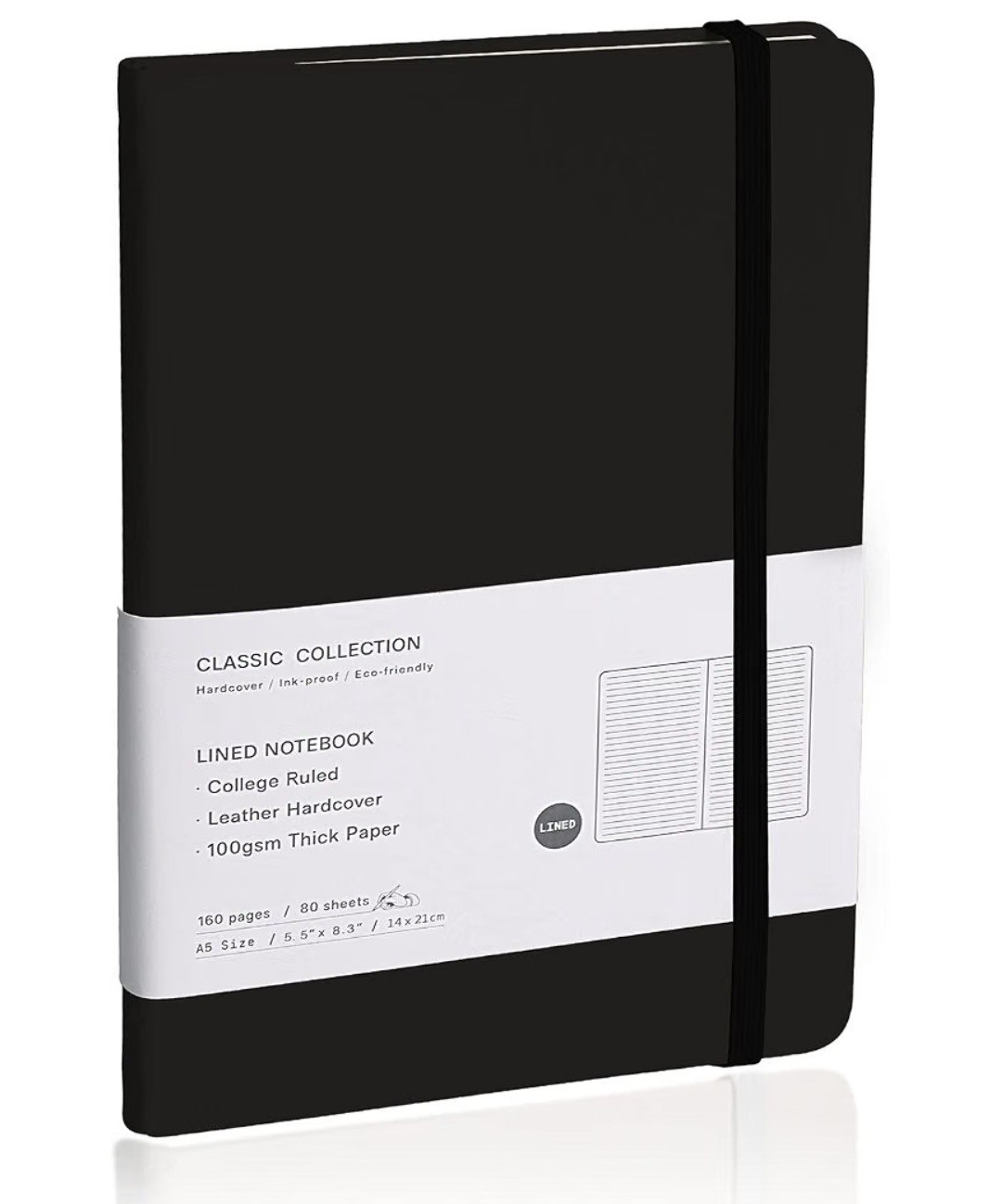 Lined Journal Notebook, (Gray), 160 Pages, Medium 5.5 inch x 8.3 inch 14x21cm