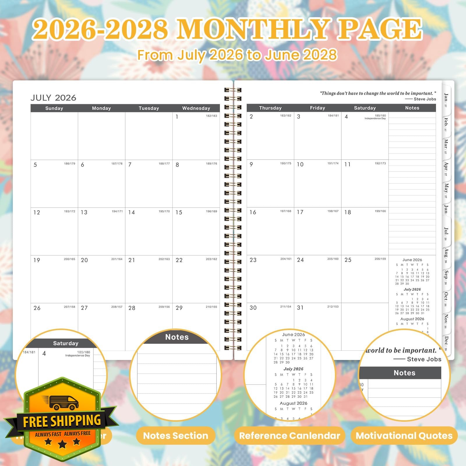 Artfan Planner 2026-2028 Floral Tabs
