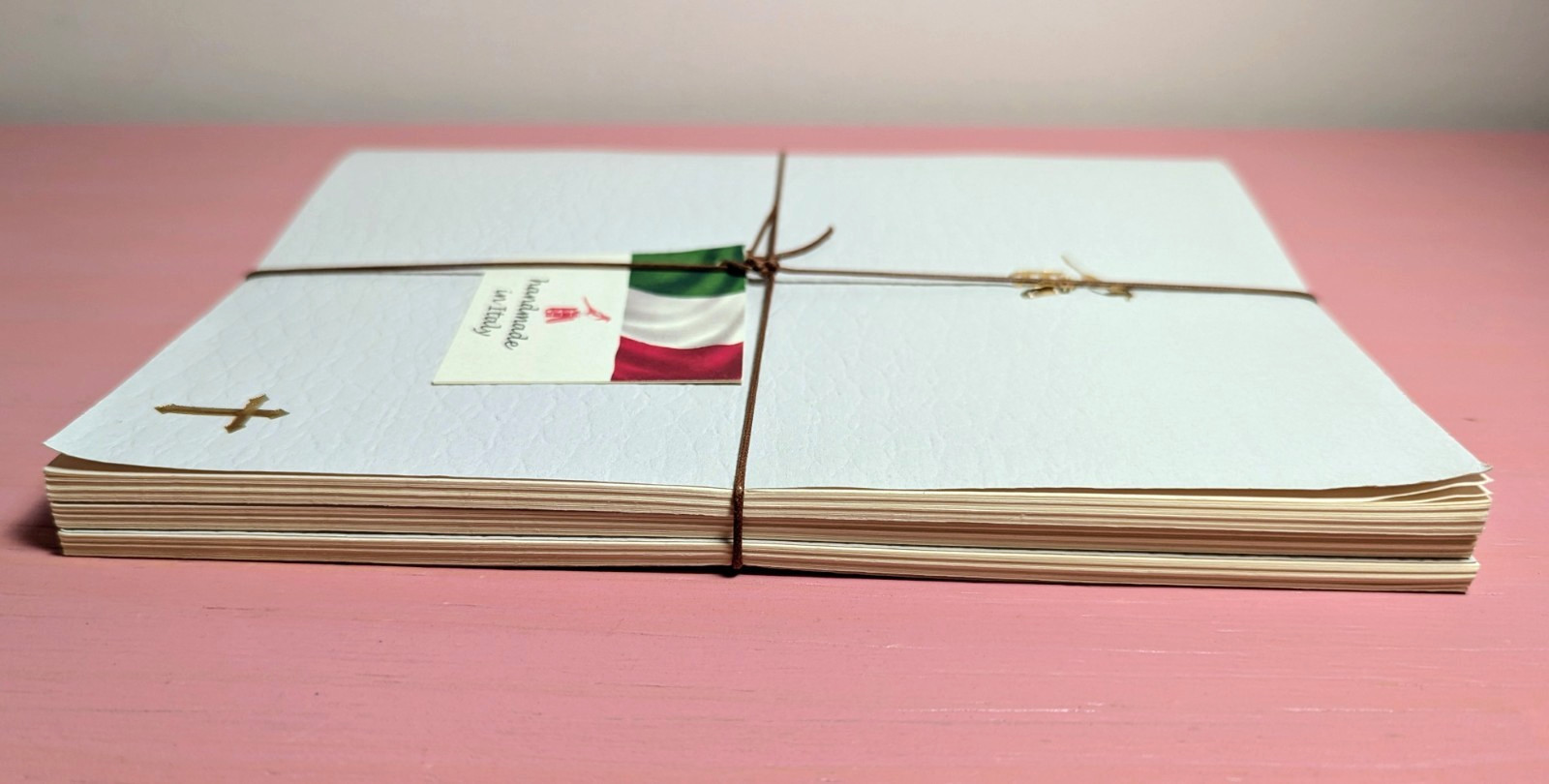 3 Bieffe Handmade Journal Notebook Made in Italy White Faux Leather Cross Logo