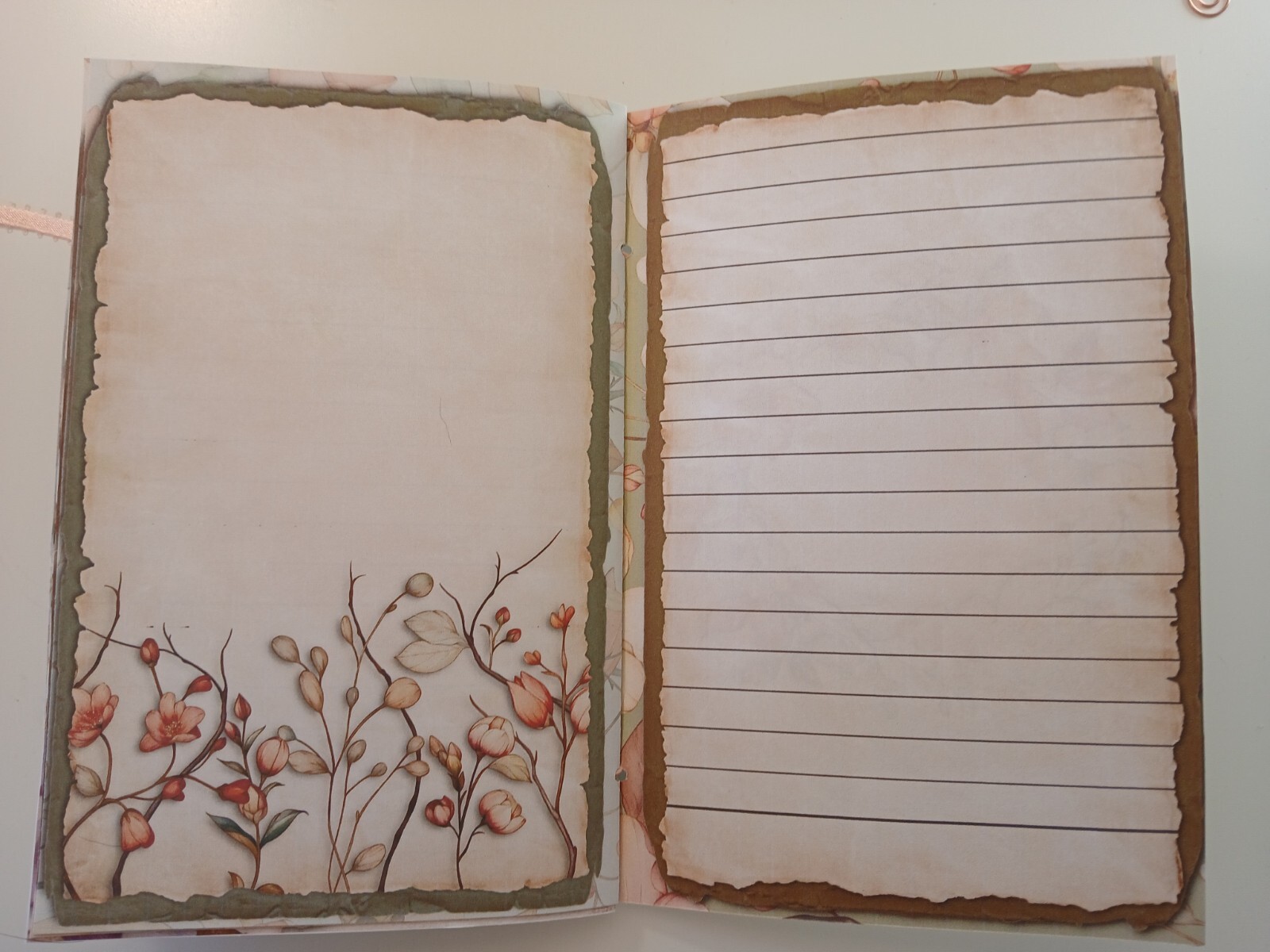 Junk Journal Blank Booklet “SOFT FLORALS” Pastel Florals LG 8.5″x5.5″ 40pgs