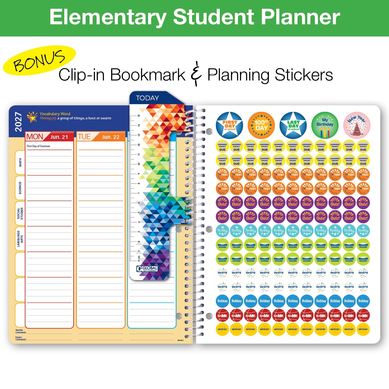 2026-2027 Elementary Student Planner 8.5″ X 11″ – Dated Weekly & Monthly