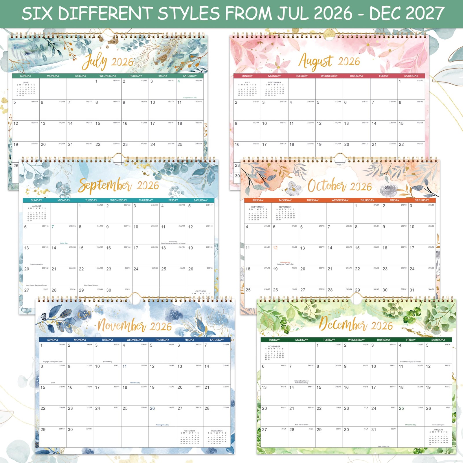2026-2027 Calendar – Wall from July 2026 to December…