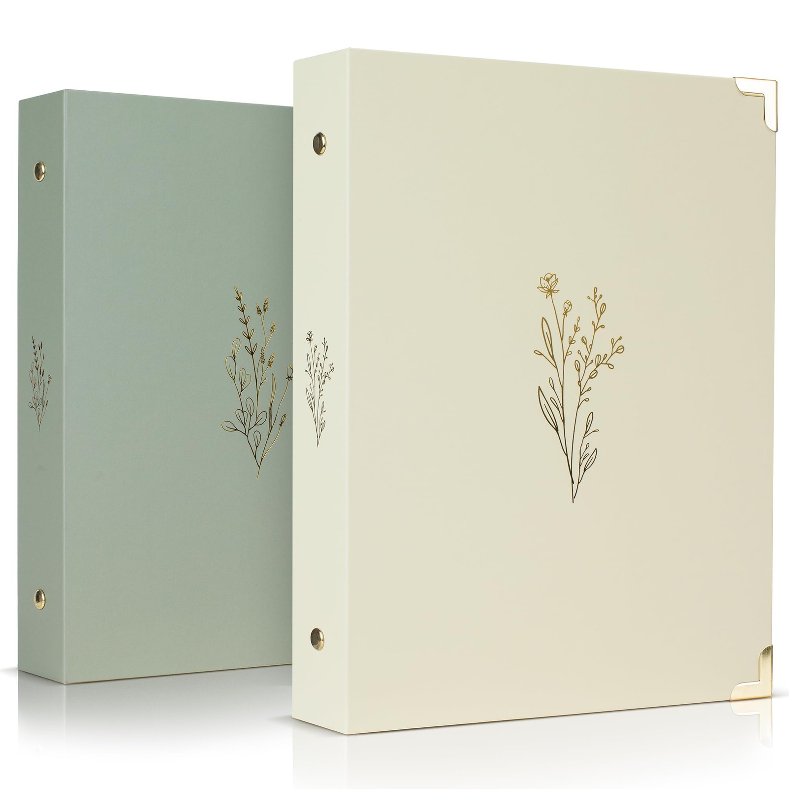 2 Pack Beige Green A5 6 Ring Binder Set 0.75 Inch Small Planner Binder