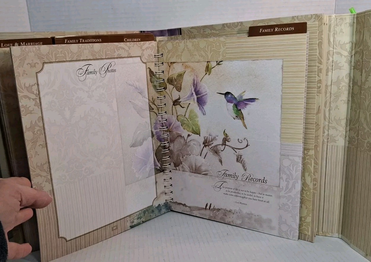 Mothers Memories Journal Keepsake Binder Pockets Acid Free Hummingbird Flowers