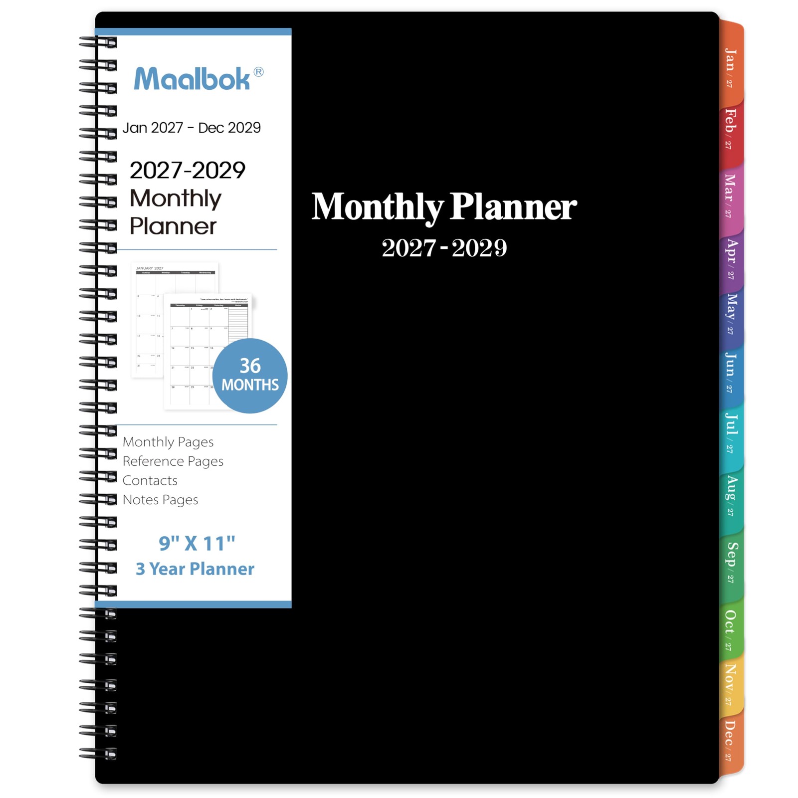 2027-2029 Monthly Planner/Calendar – 3 Year Planner Large, black