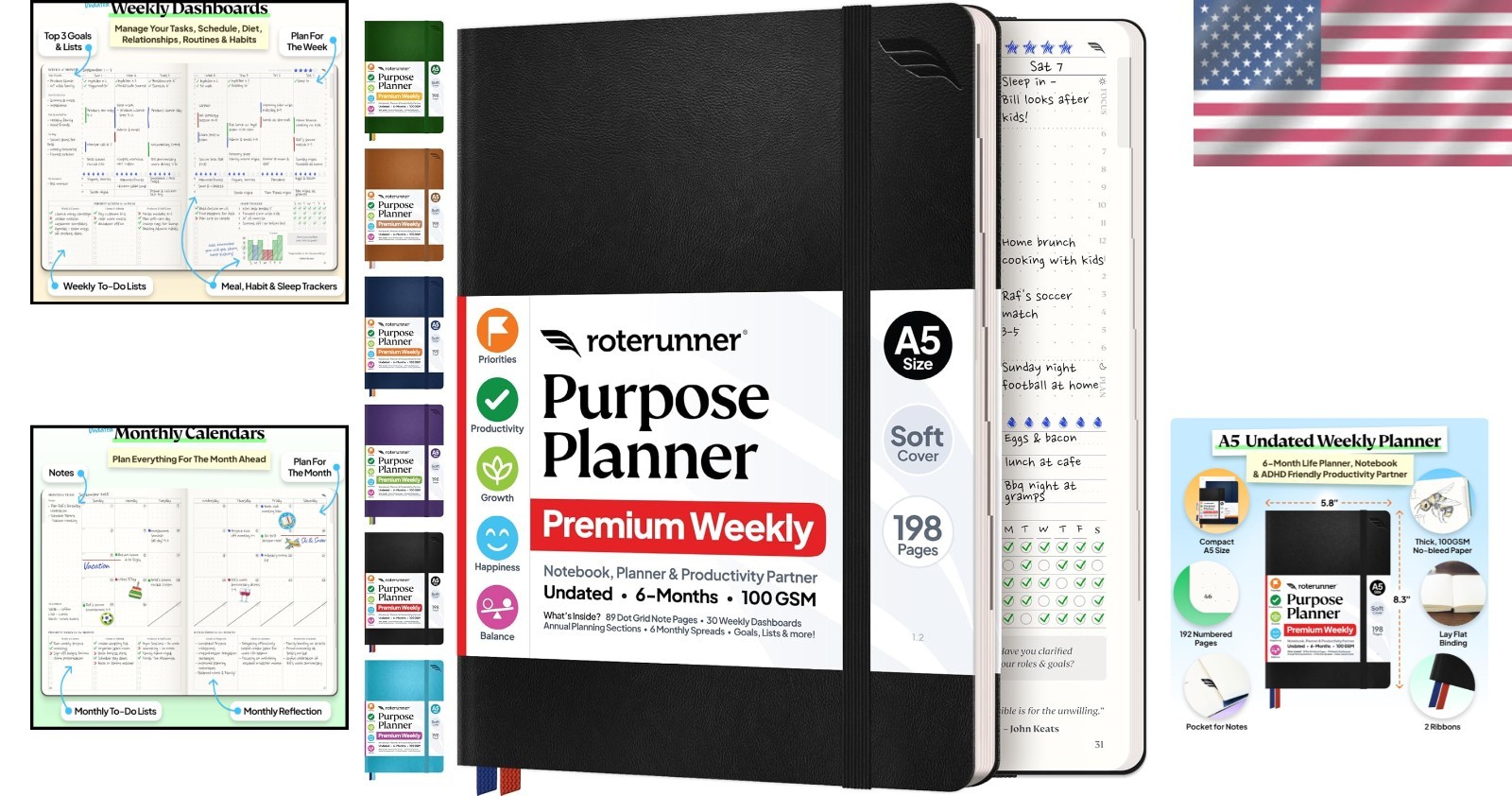 Purpose Planner Notebook A5 5.8”x8.3” Undated 2026