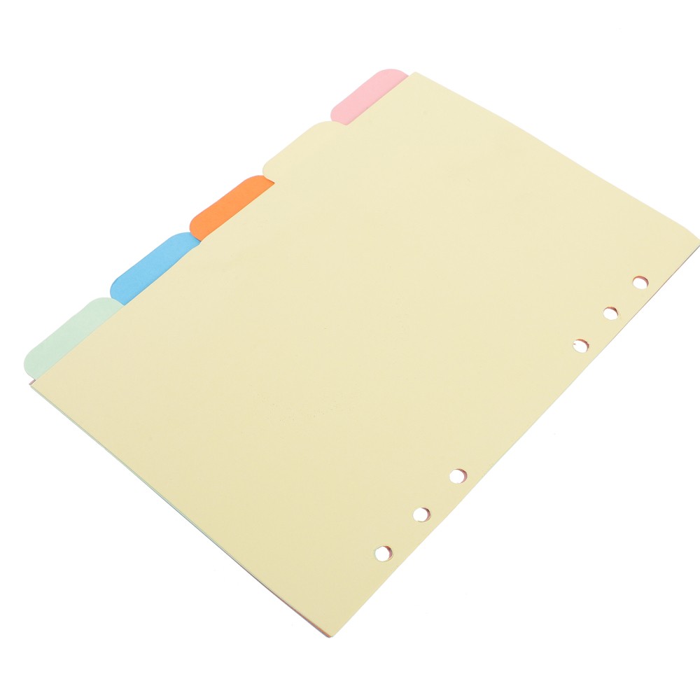 STOBOK A5 Binder Tabs Plastic Divider Set Notebook Dividers 6-Holes Sorter Tabs