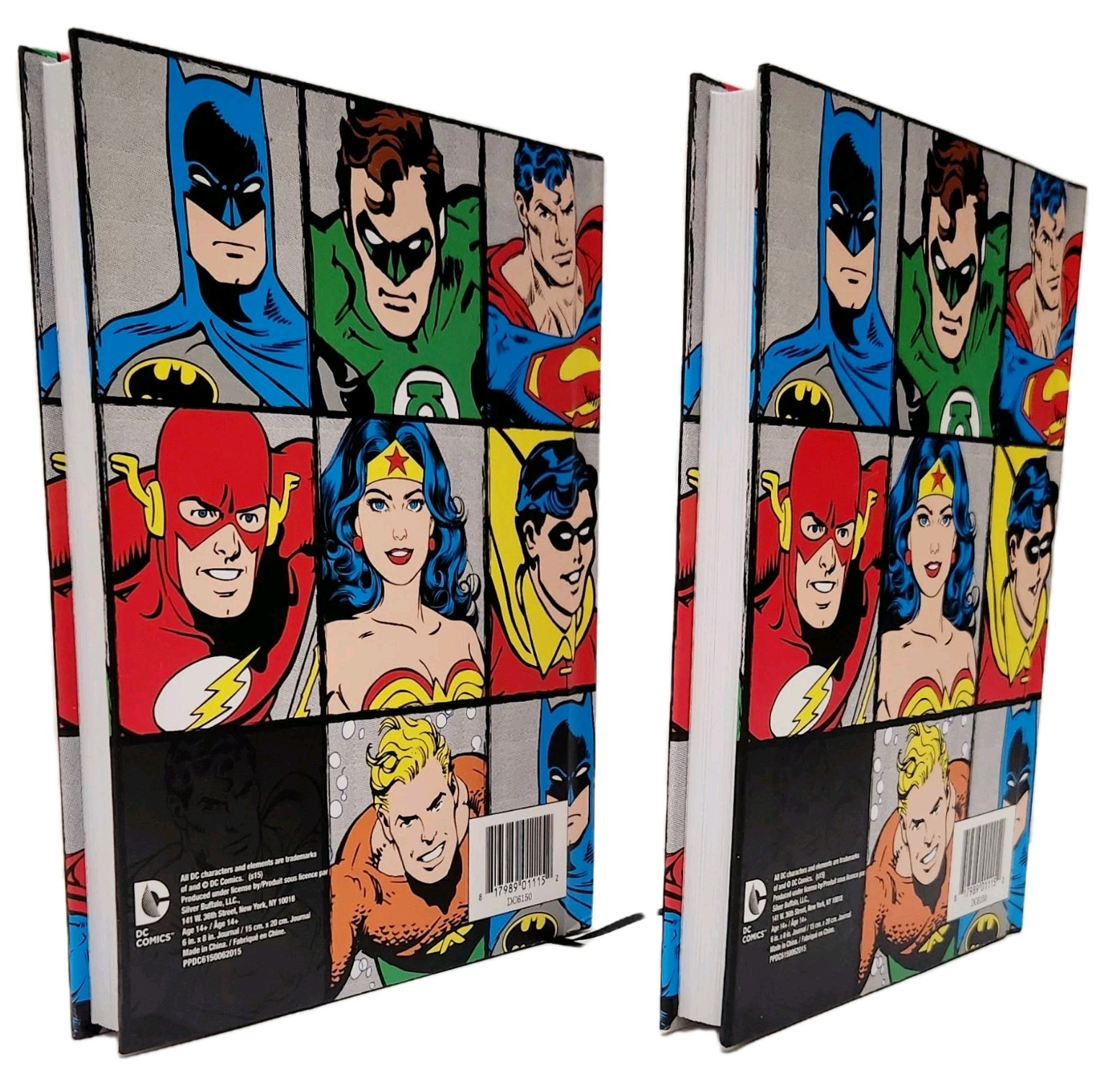 Silver Buffalo DC6150 DC Comics Characters Grid Hard Cover Journal, Lot Of 2 New