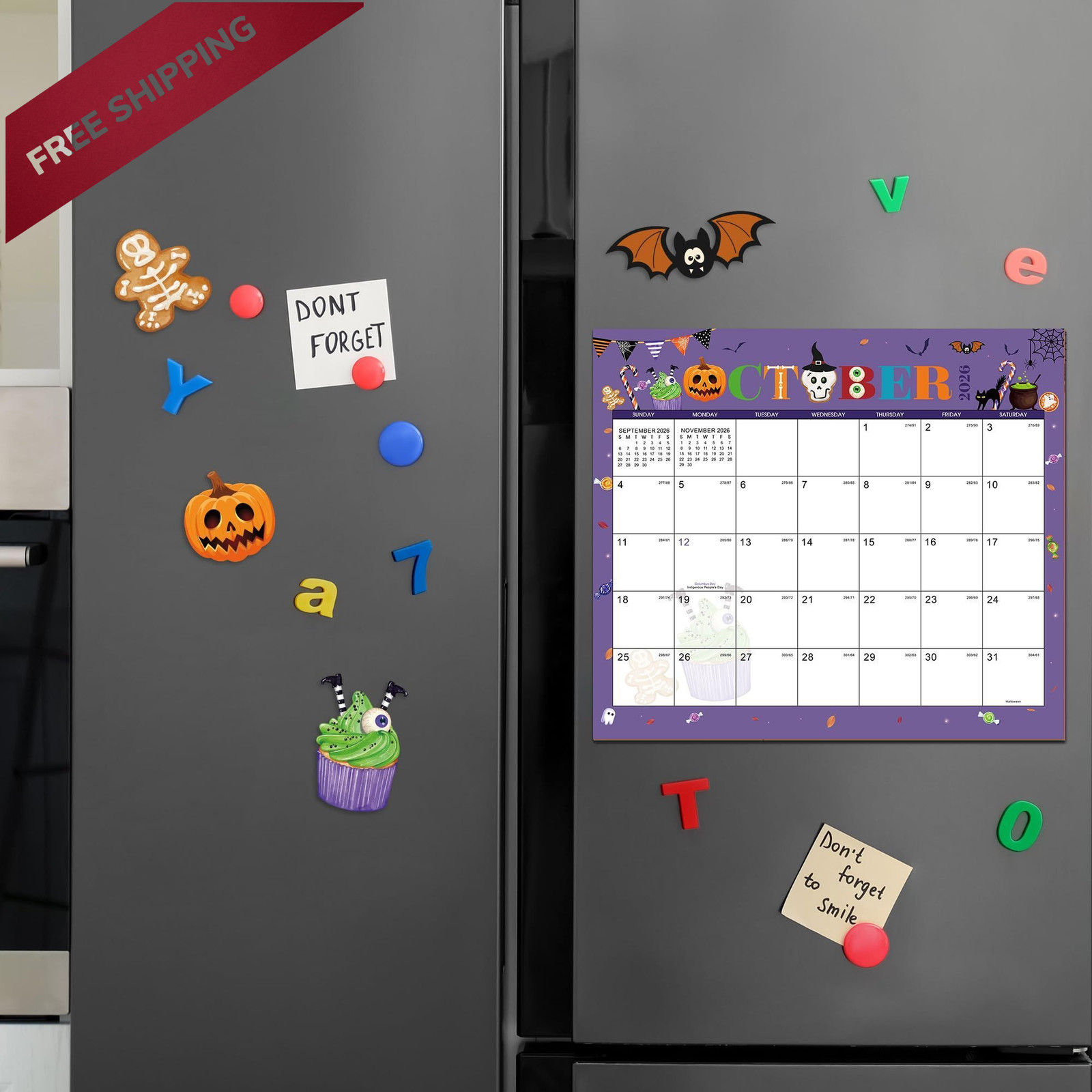2026-2027 Magnetic Calendar – for Refrigerator Colorful