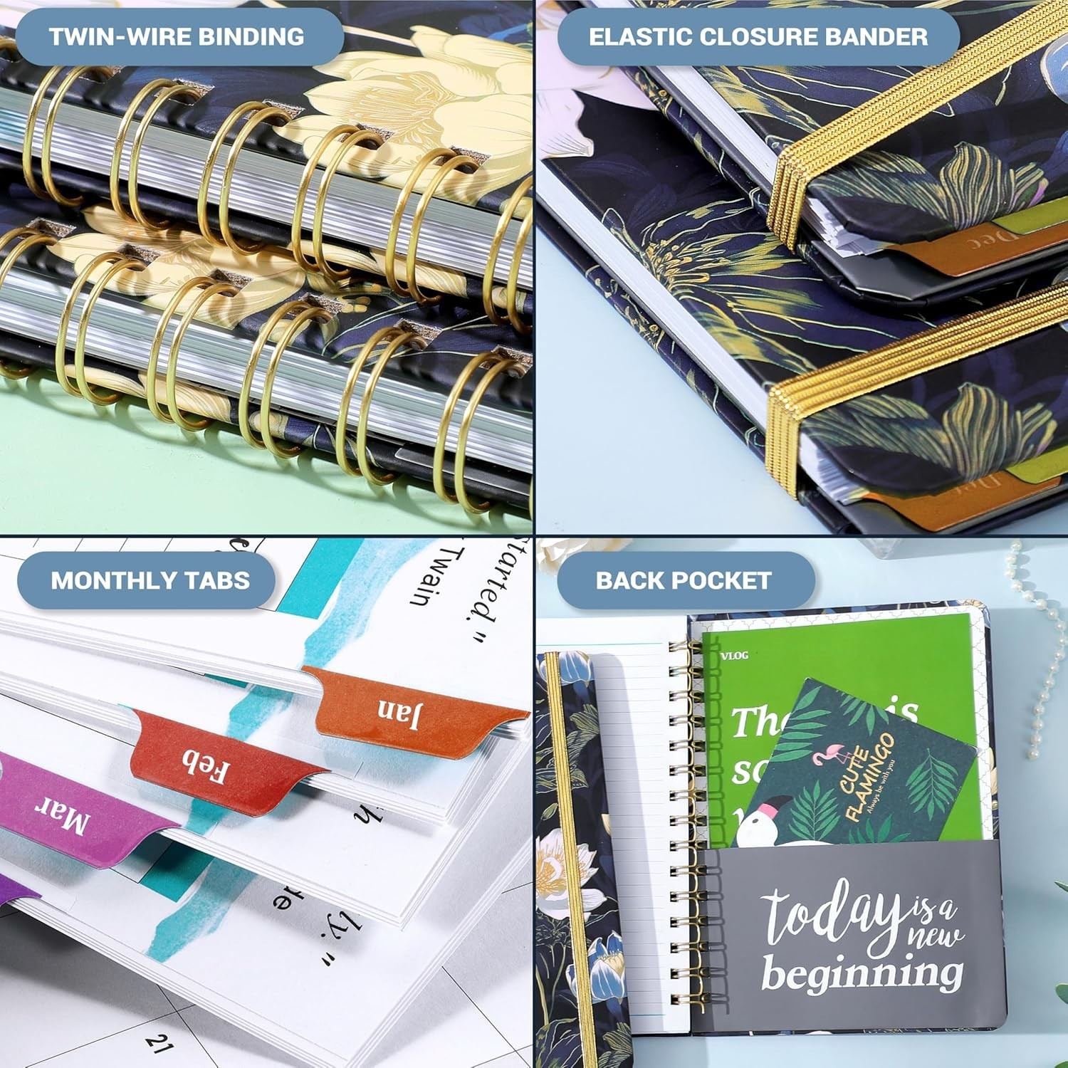 2026 Weekly & Monthly Planner Jan–Dec, 6.4×8.5 Hardcover with Tabs & Pocket