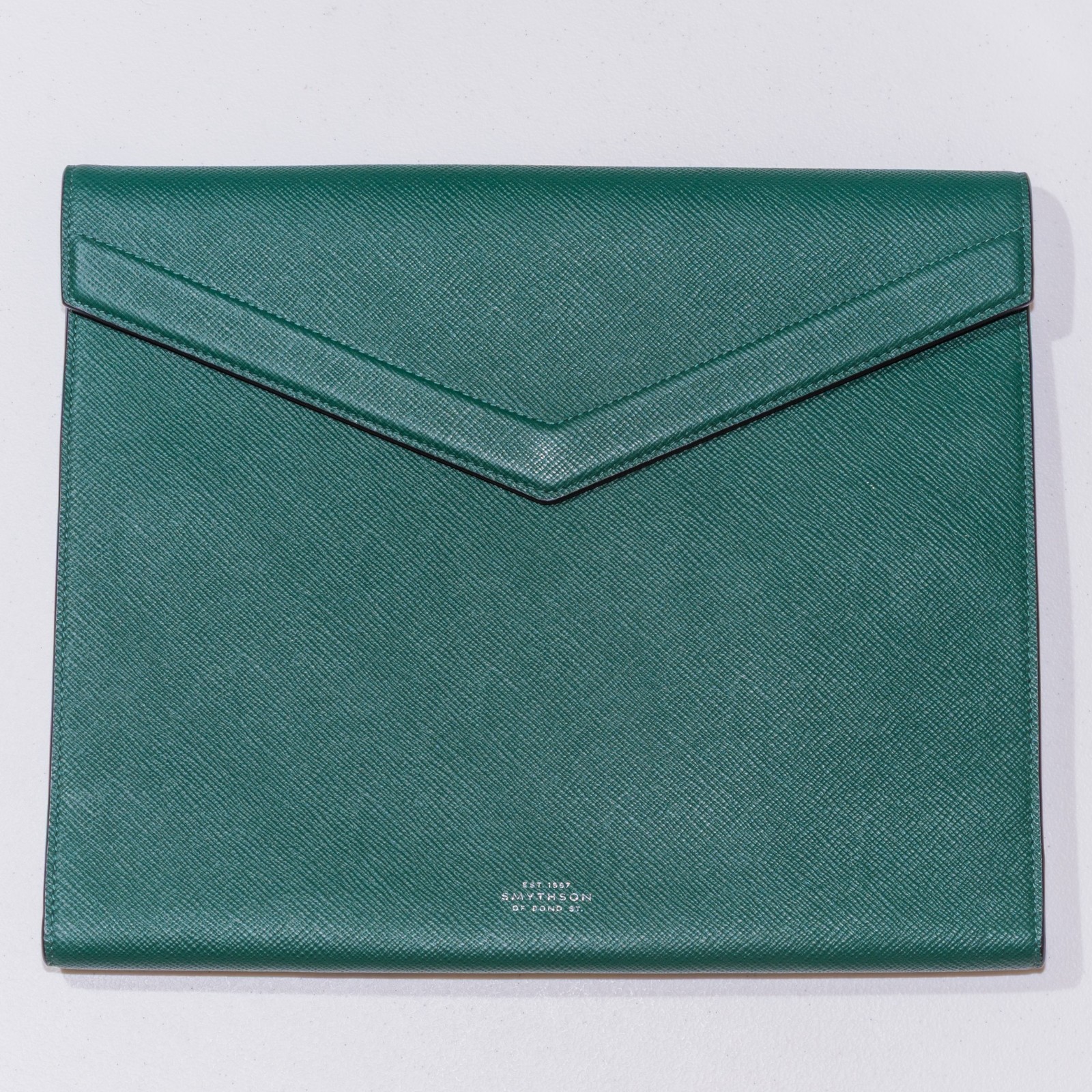 New Smythson Green Leather Panama A4 Writing Zipper Folder Portfolio