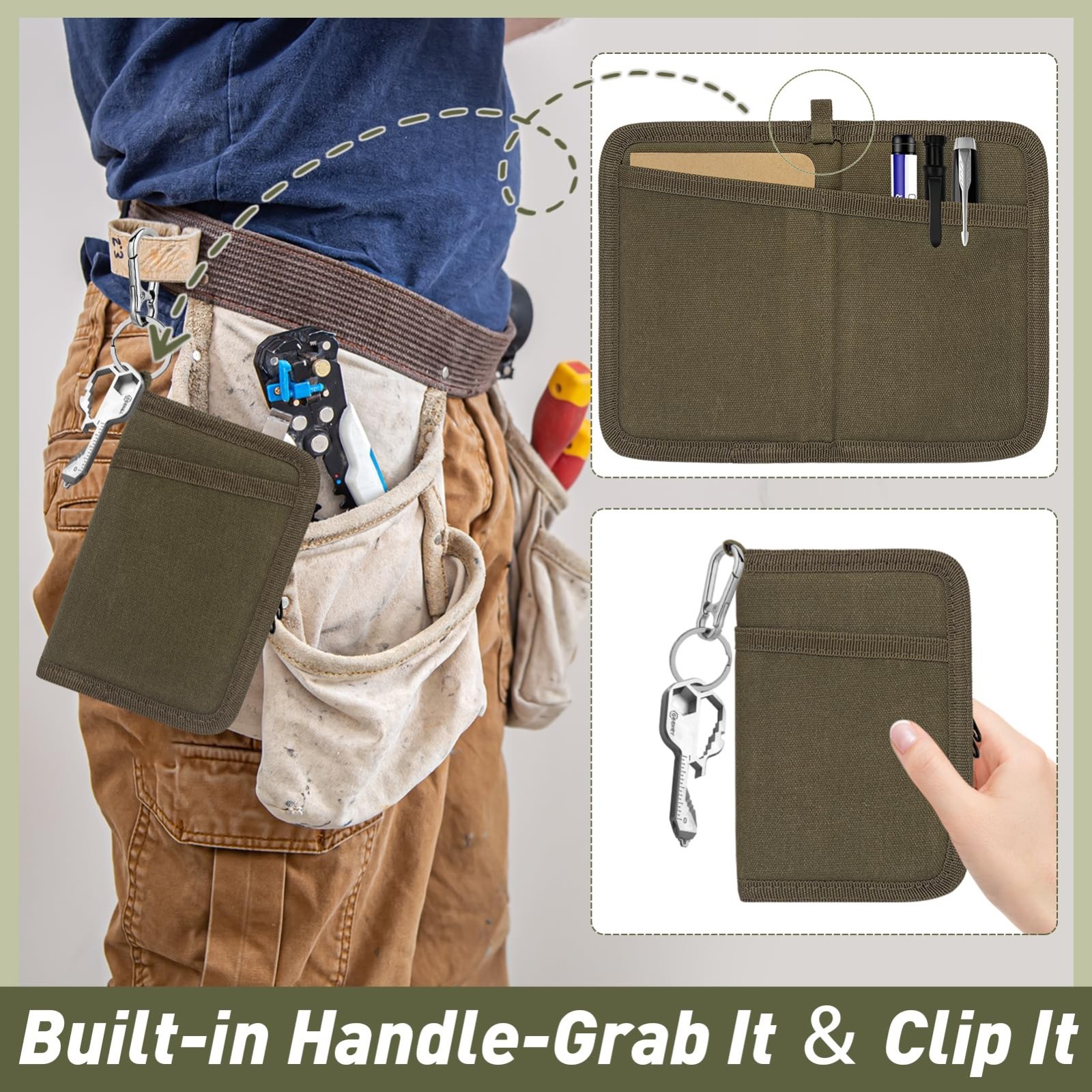 Waxed Canvas Journal Cover for Field Notes & Moleskine, YKK Zipper, 3.5″x5.5″, W