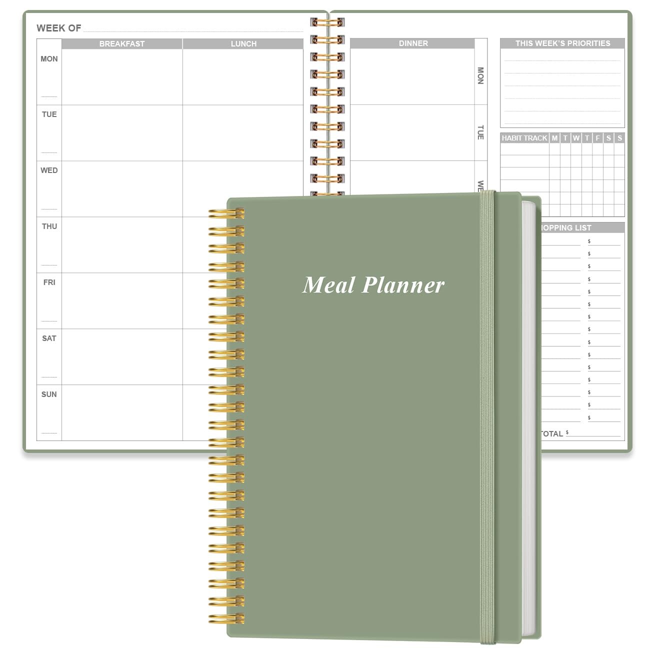 Weekly Meal Planner – A5 Weekly Meal Prep Journal with Shopping and Grocery L…