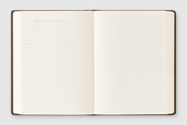 Hibino Midori Free Diary A6 size 2 pages per day Brown 15396006