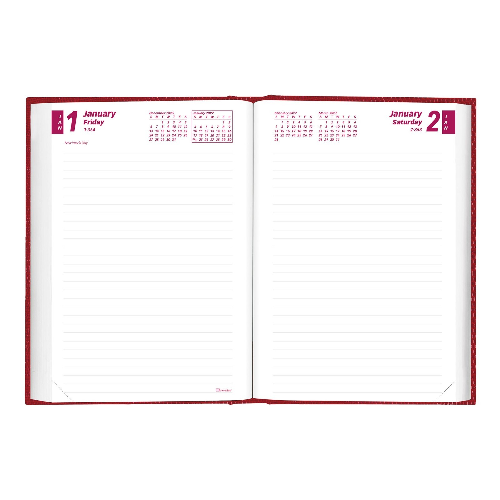 2025 Brownline CB387.RED Daily Planner Diary, Hard Cover, 7-1/2 x 5″