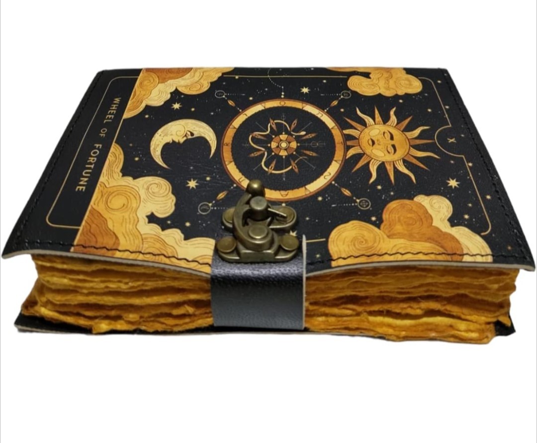 6×4″ Handmade Embossed Leather Journal Book of Shadows Fortune Unlined Pages