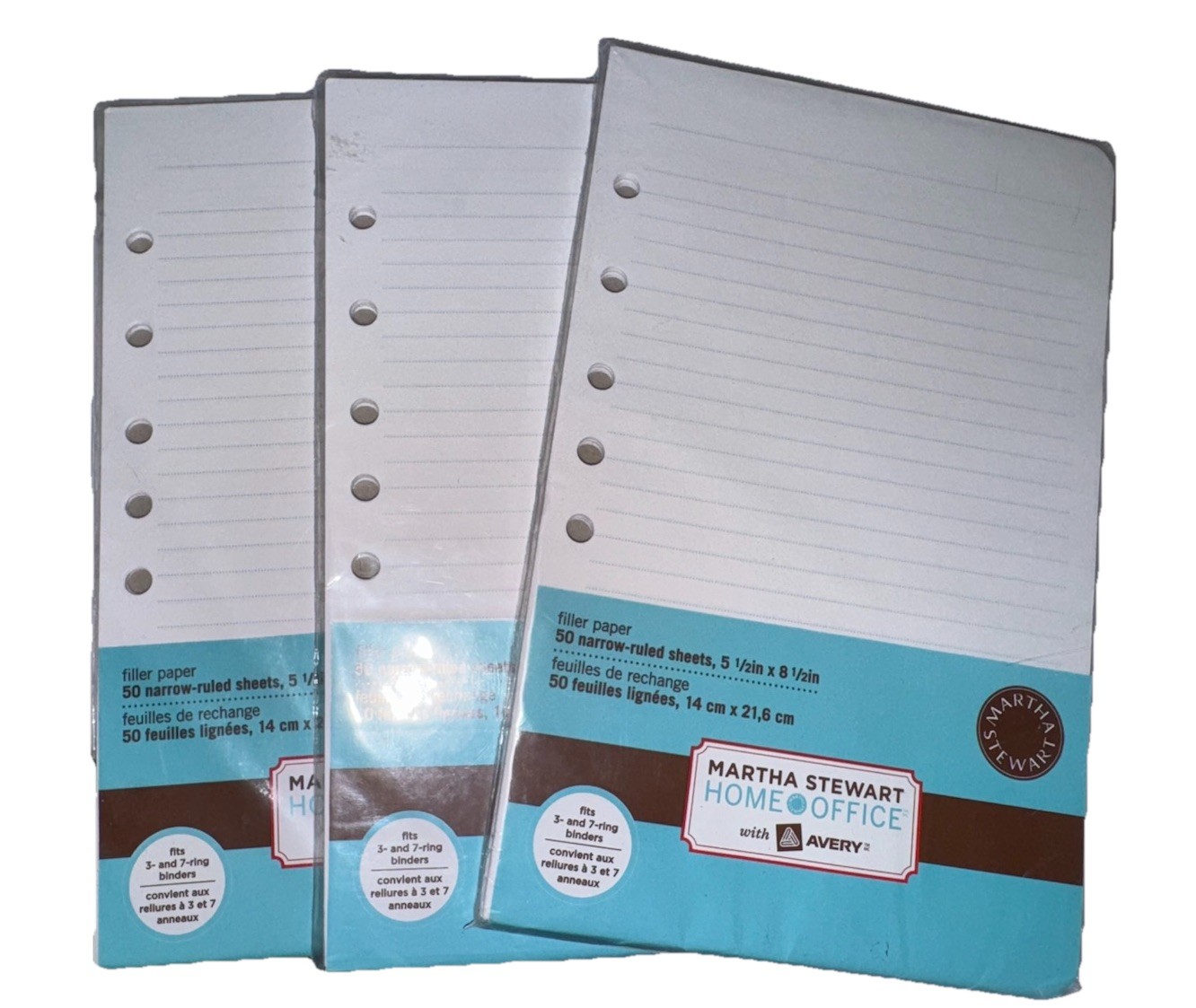 Martha Stewart Filler Paper 5.5×8.5 Mini College Ruled 7 Hole 150 Planner Sheets